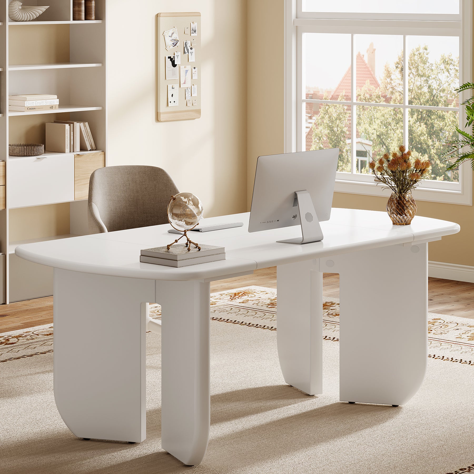 63" Executive Desk, Morden Computer Desk with Ample Space for Office