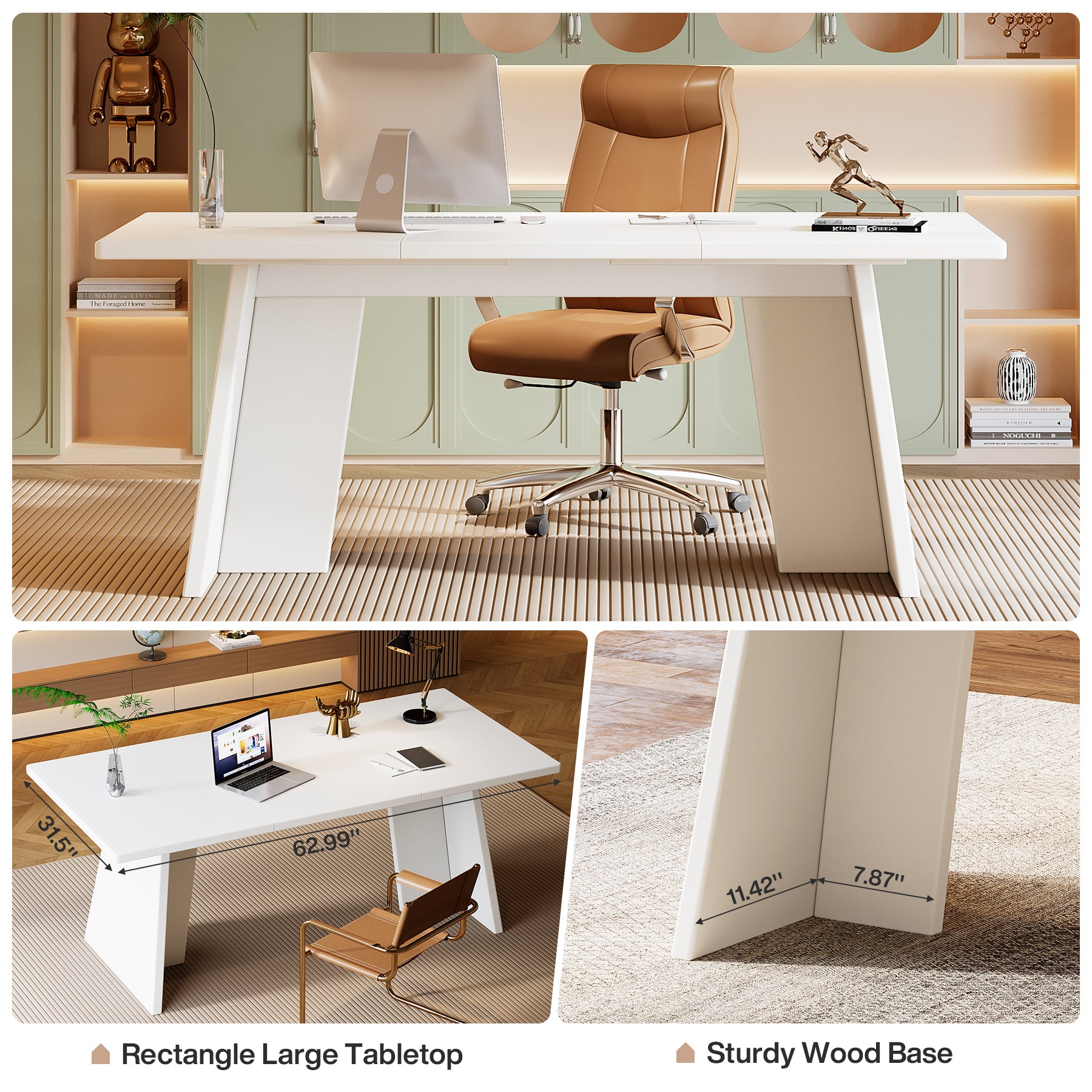 63" Executive Desk, Office Computer Meeting Table with Robust Pedestal