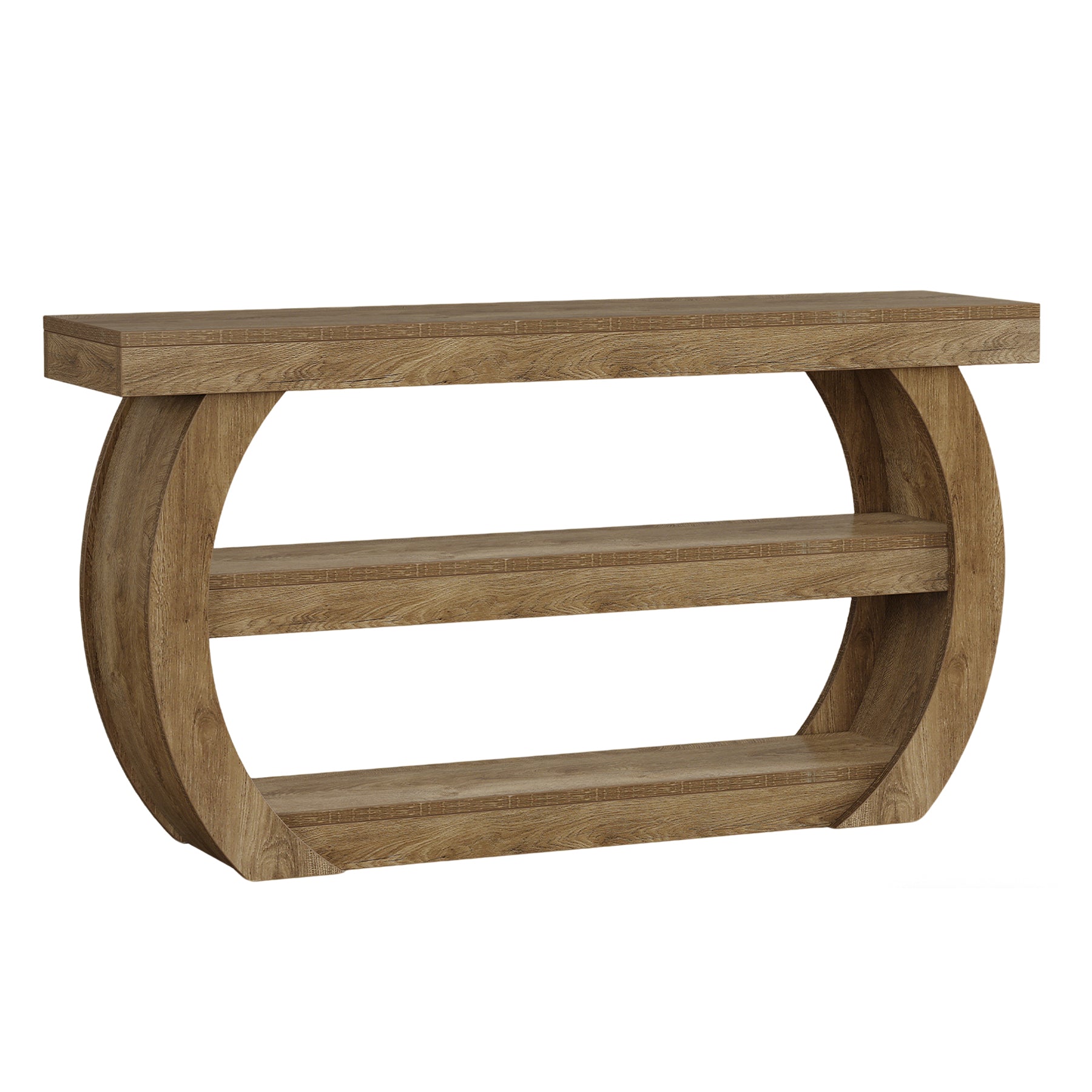 63" Farmhouse Console Table, 3-Tier Wooden Entryway Table Sofa Console