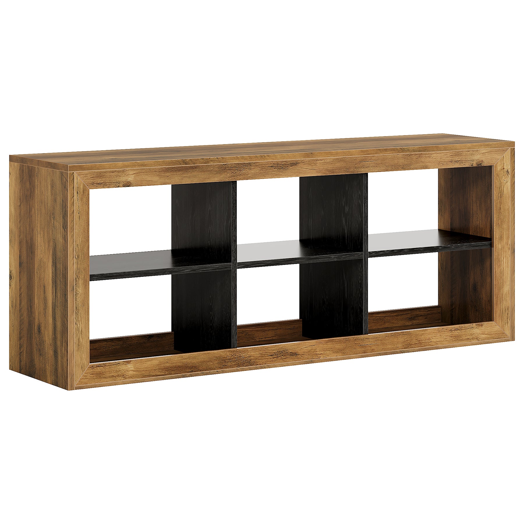 63" Farmhouse TV Stand, Entertainment Center with 6 Storage Cubes for Up to 70" TVs