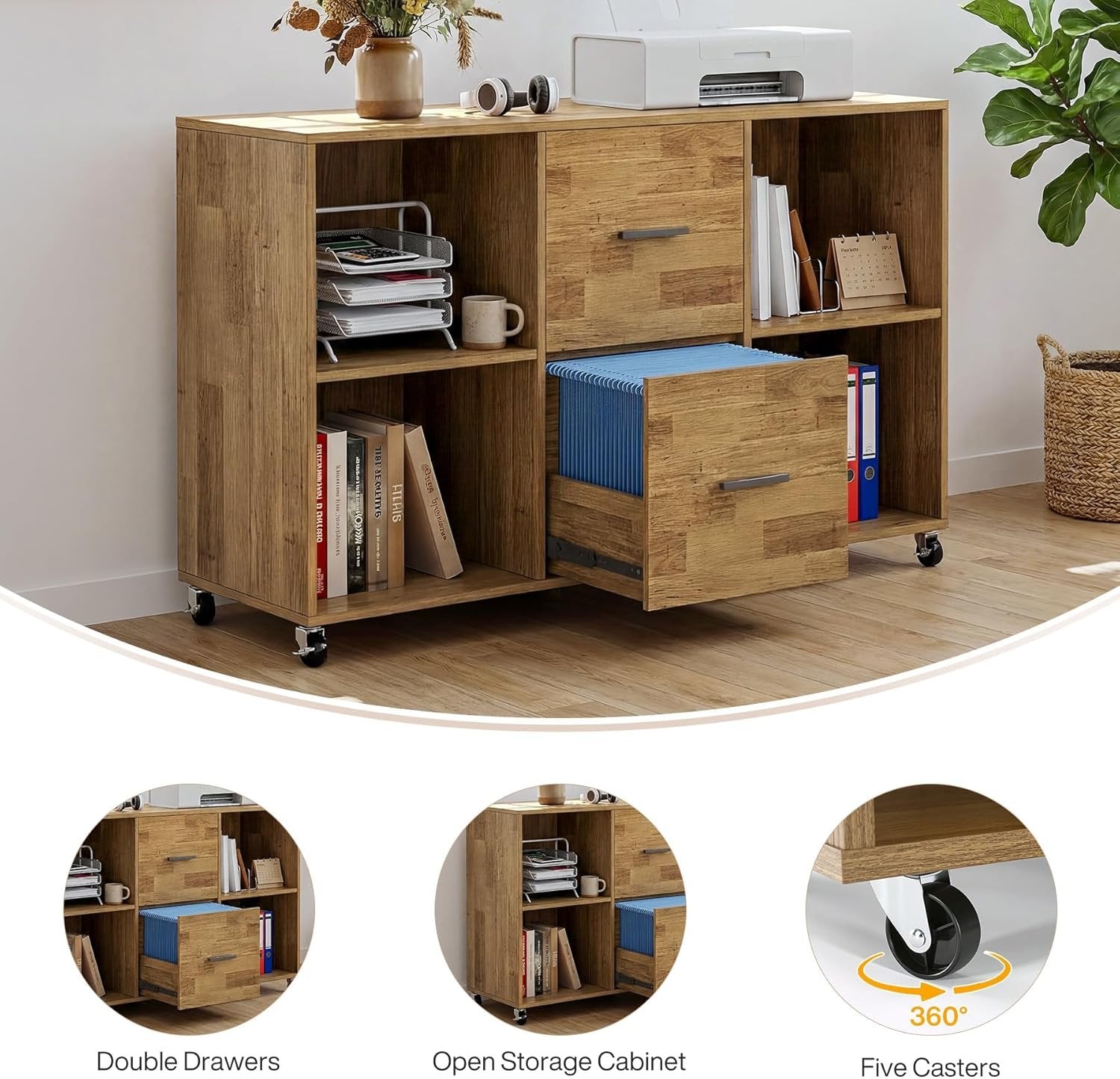 63" L Shaped Desk, Executive Office Desk with with Storage