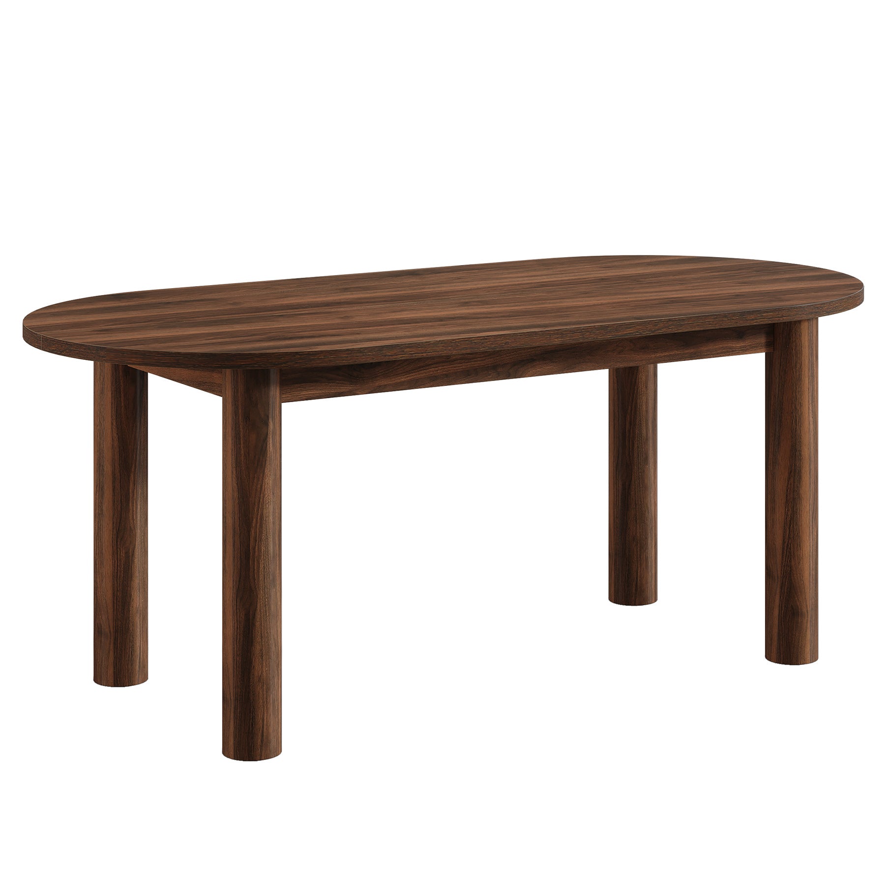 63" Oval Dining Table, Kitchen Dinner Table with Arc-Shaped Edge Top for 6