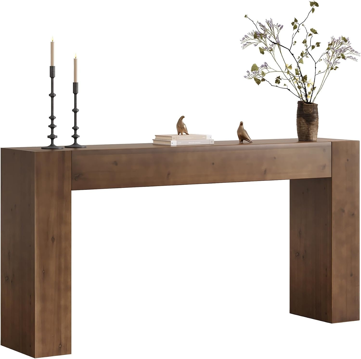 63"Solid Wood Console Table, Farmhouse Sofa Table Behind Couch for Entryway
