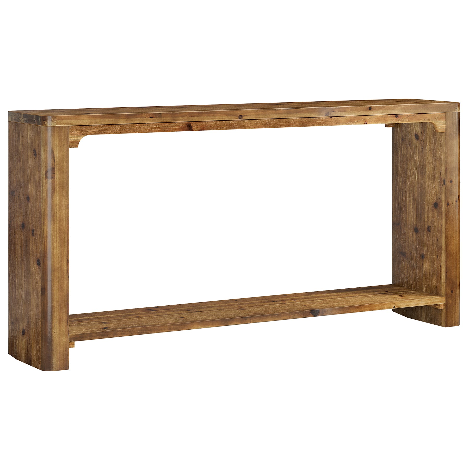 63" Solid Wood Console Table, Farmhouse Sofa Table Entryway Table with 2-Tier Storage
