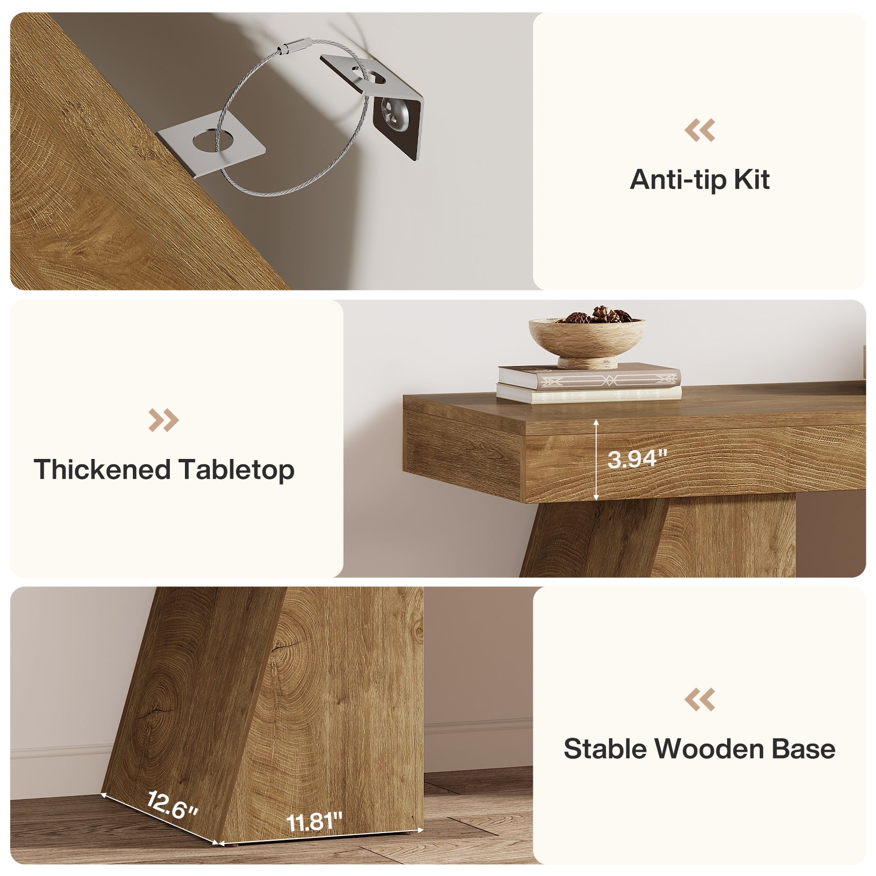 63" TV Stand, Farmhouse Entertainment Center with Geometric Pedestal for 55-75-Inch TVs