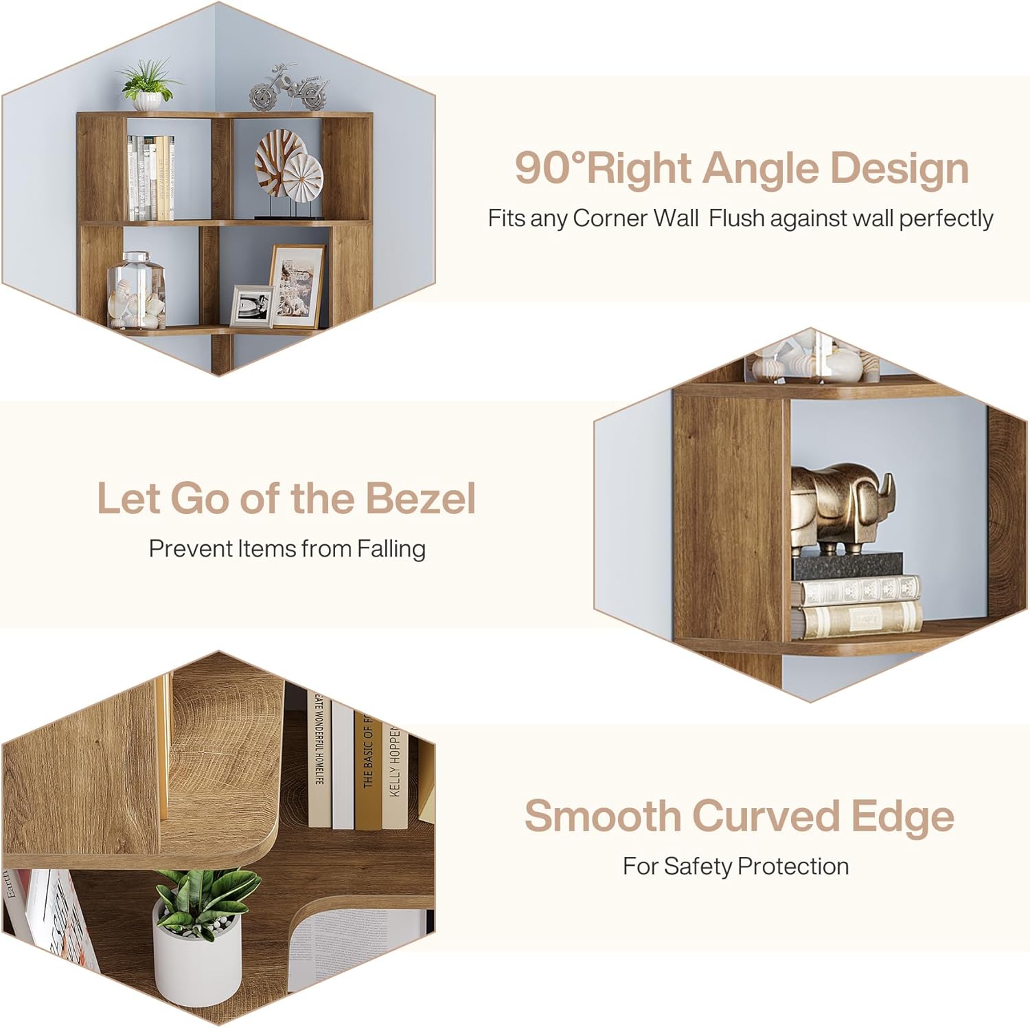 65" Tall L - Shaped Bookshelf, 6 - Tier Corner Bookcase Display Rack with Anti - Drop Panel Tribesigns