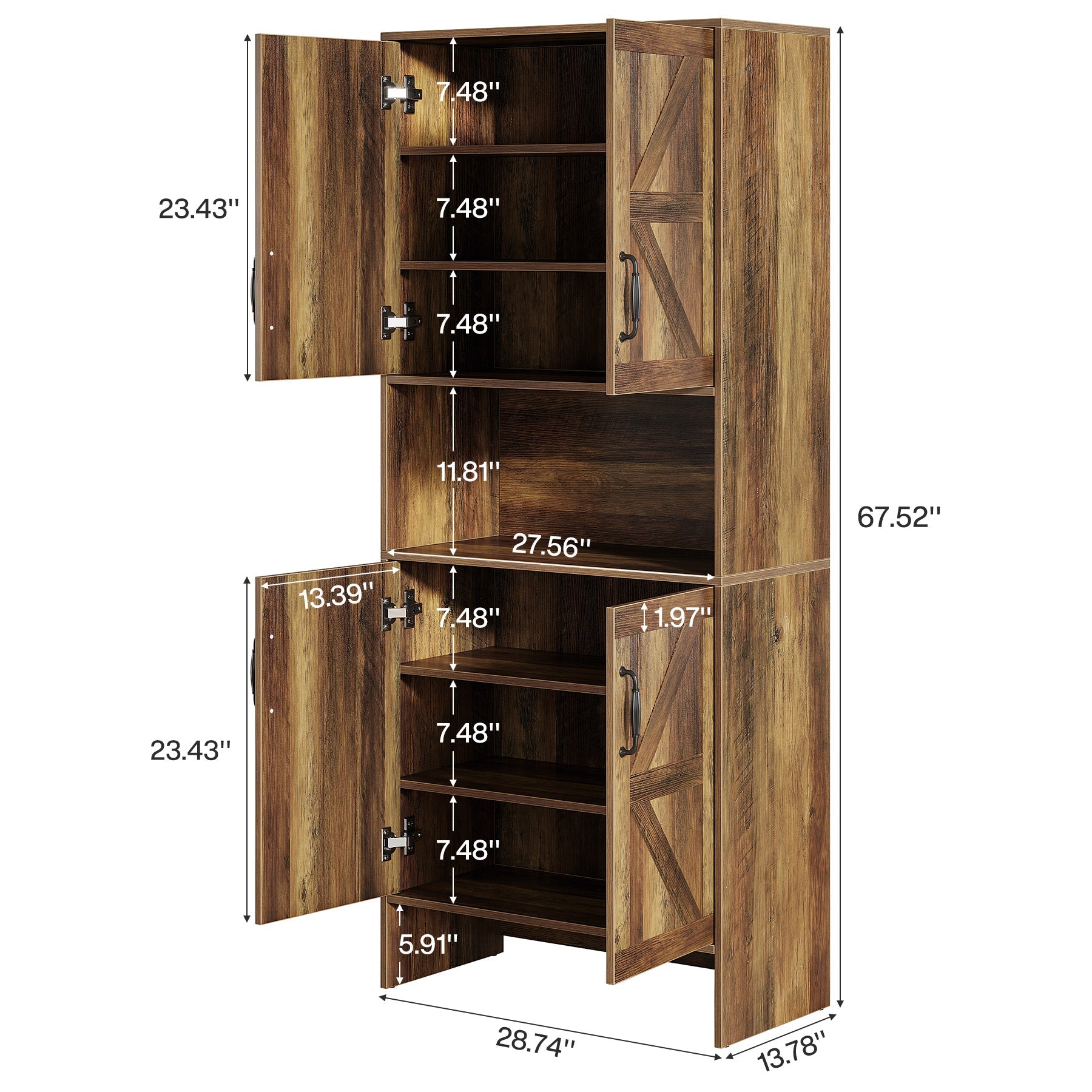 67.52" Shoe Cabinet, 7 - Tier Shoe Organizer with Doors and Adjustable Shelves Tribesigns