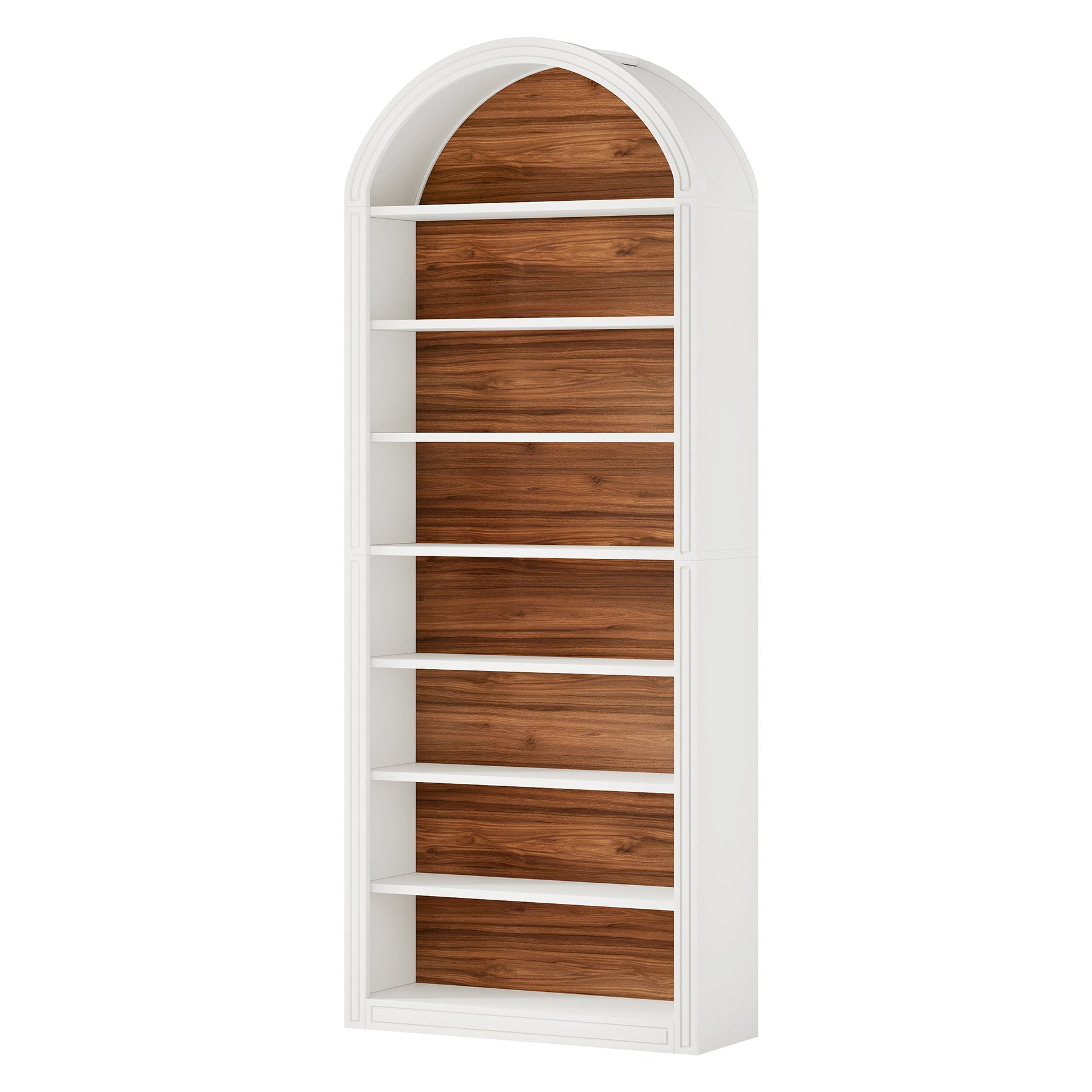 6/8 - Tier Tall Bookshelf, Wooden Arched Bookcase Display Shelving Unit Tribesigns
