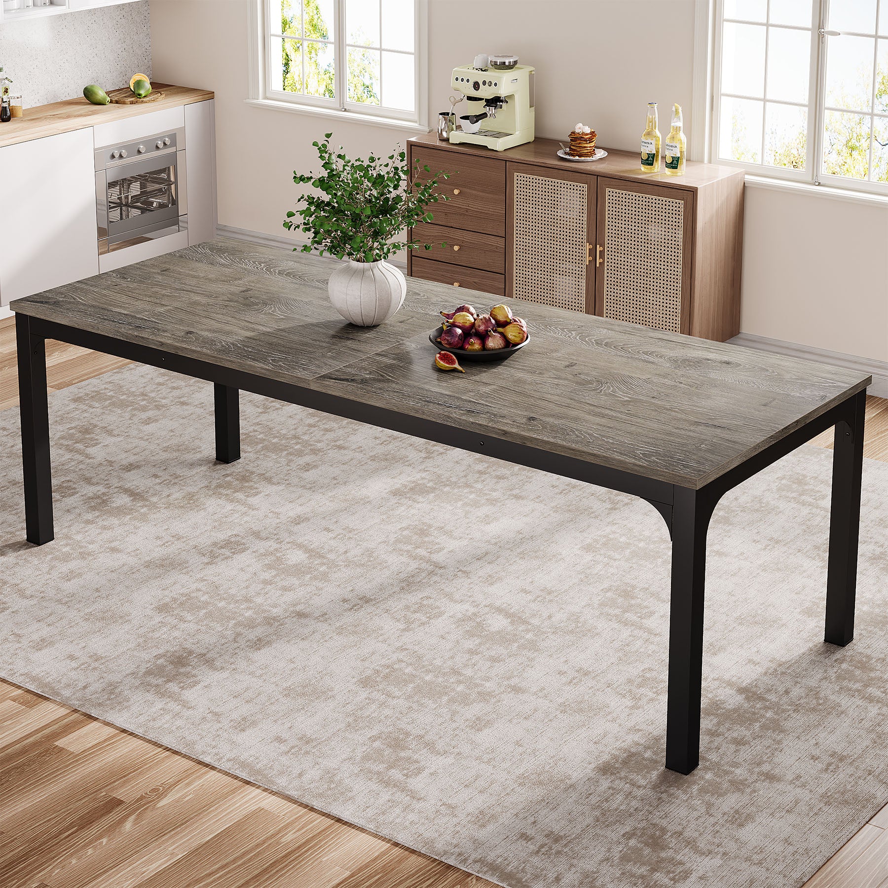 78.7" Rectangular Dining Table for 6–8 People, Long Kitchen Table