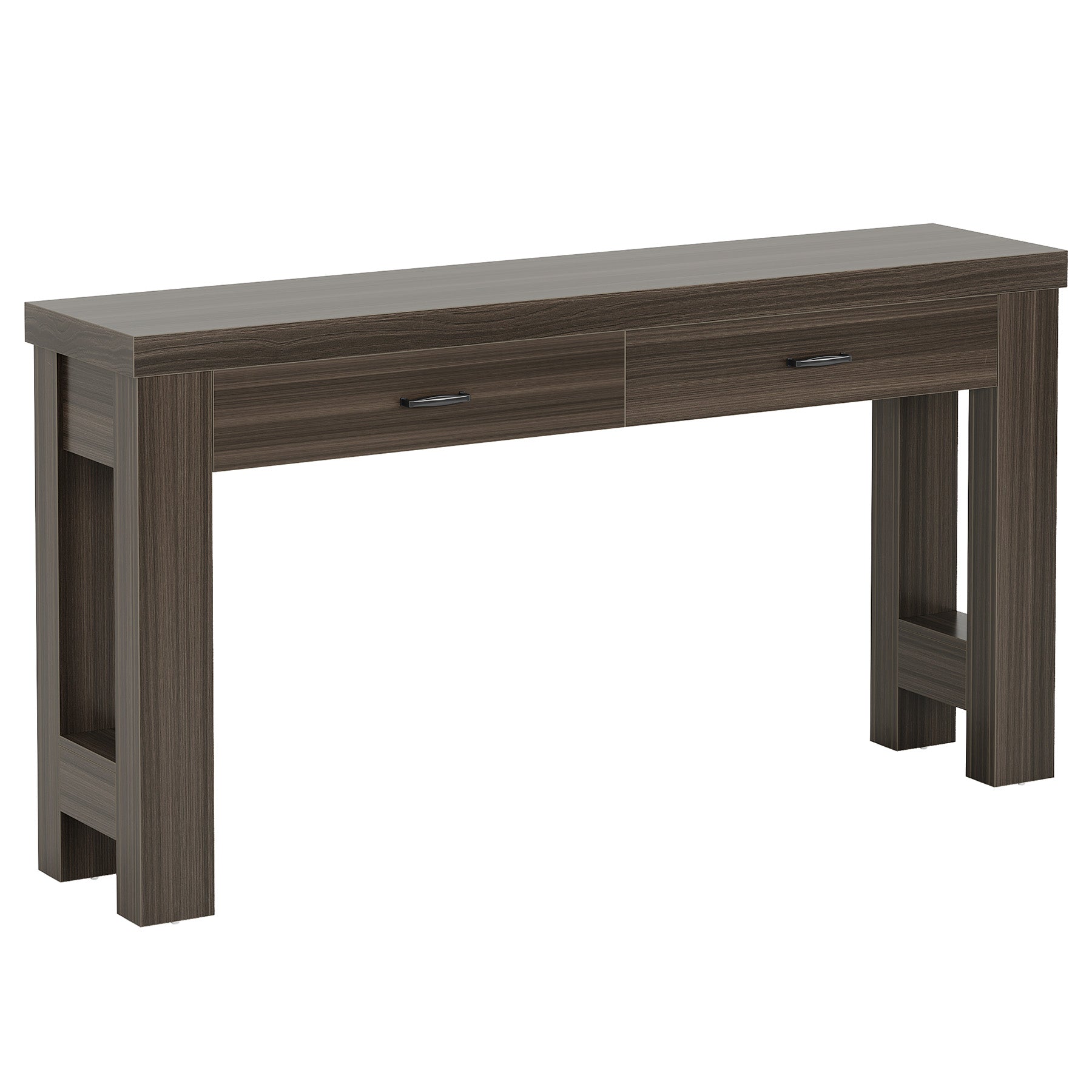 63" Console Table, Farmhouse Entryway Table with H-Shaped Legs and 2 Drawers