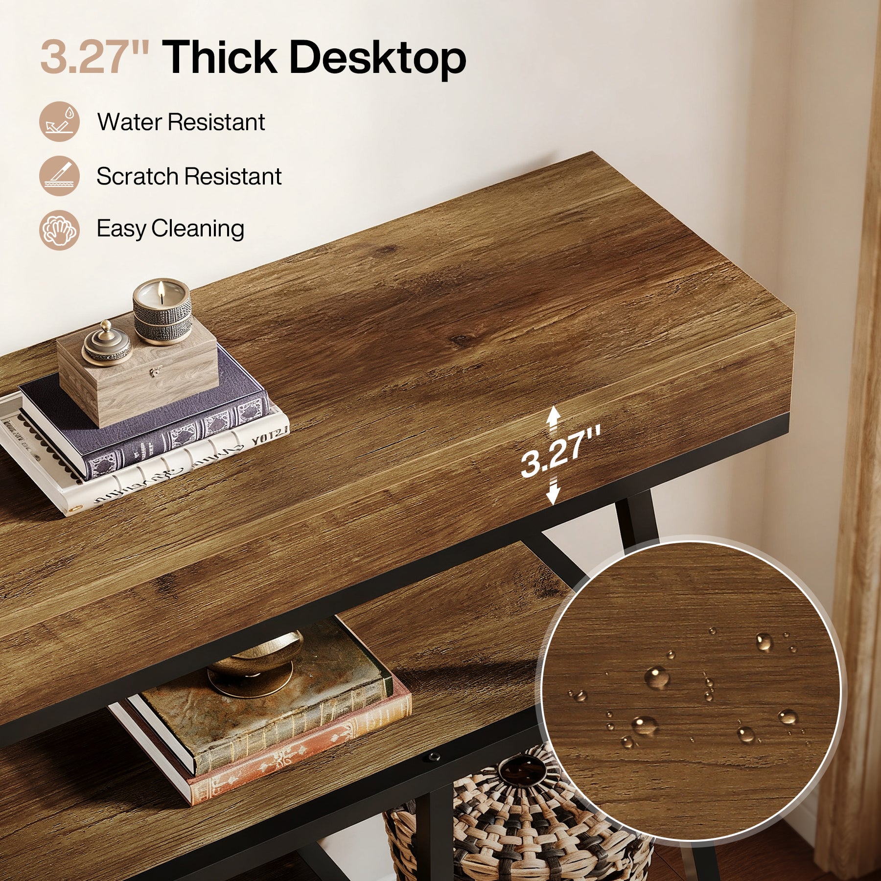 41.3" Console Table, Industrial Entryway Sofa Table with 4-Tier Shelves