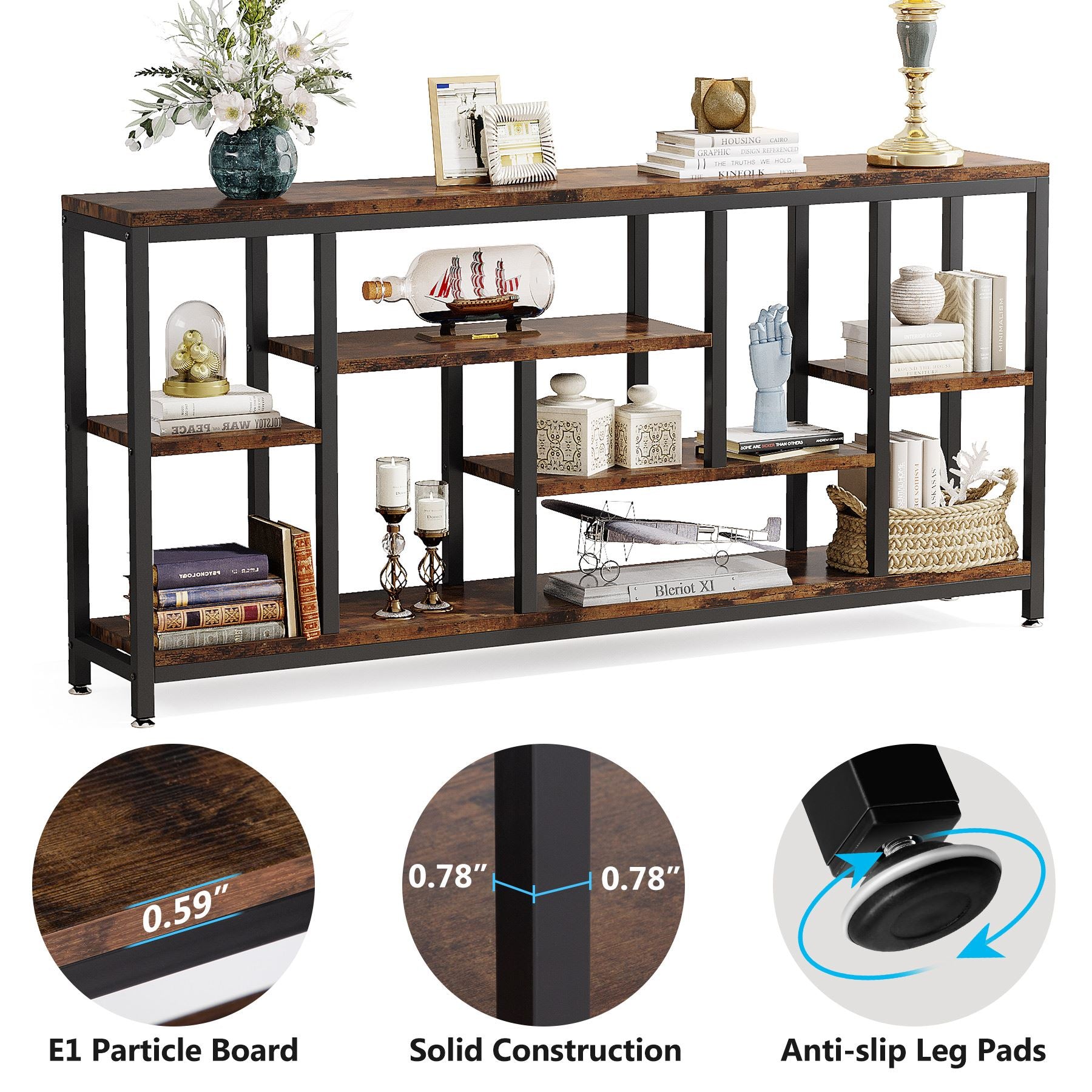 70.9" Console Table Entryway Sofa Table with Storage Shelves