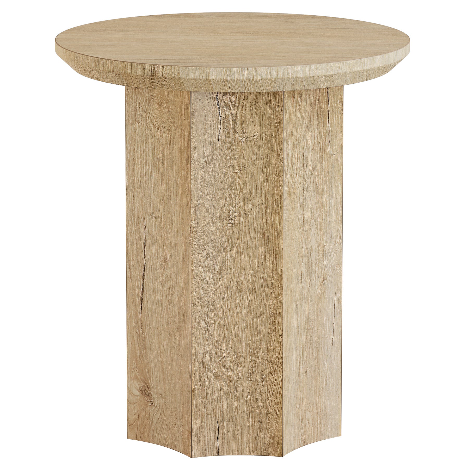 Round End Table, Wooden Pedestal Side Table with Octagonal Base