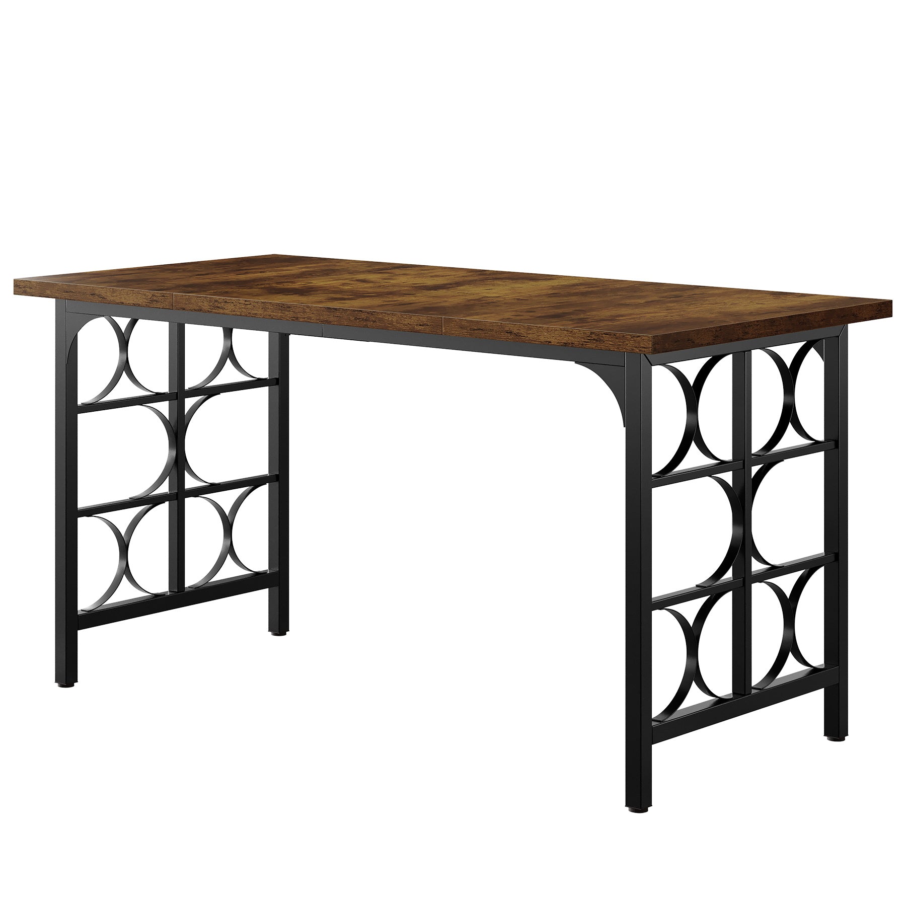 Industrial Computer Desk, 55" Rectangle Executive Desk with Metal Legs