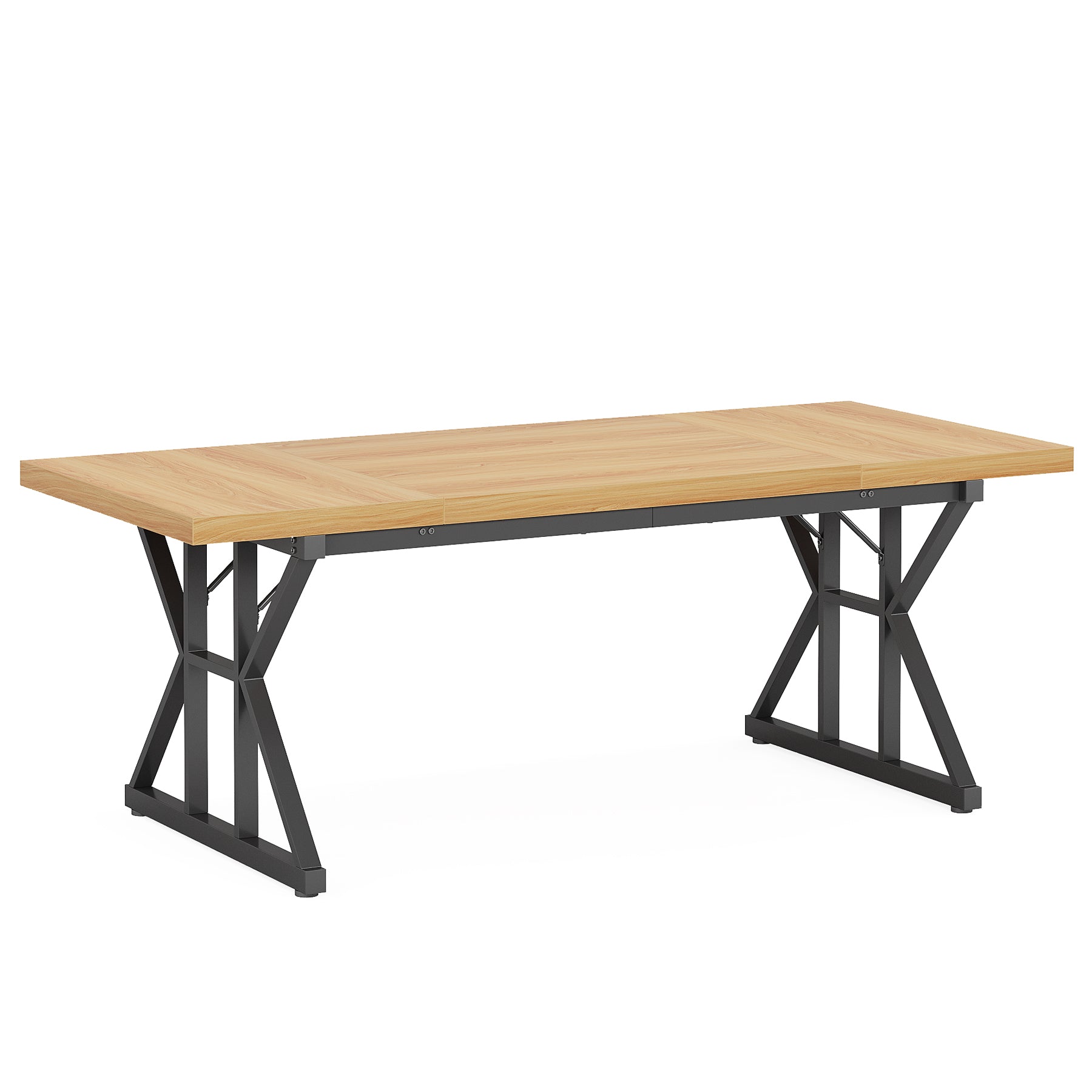 70.8" Farmhouse Dining Table for 6, Rectangular Wood Kitchen Table with Metal Legs