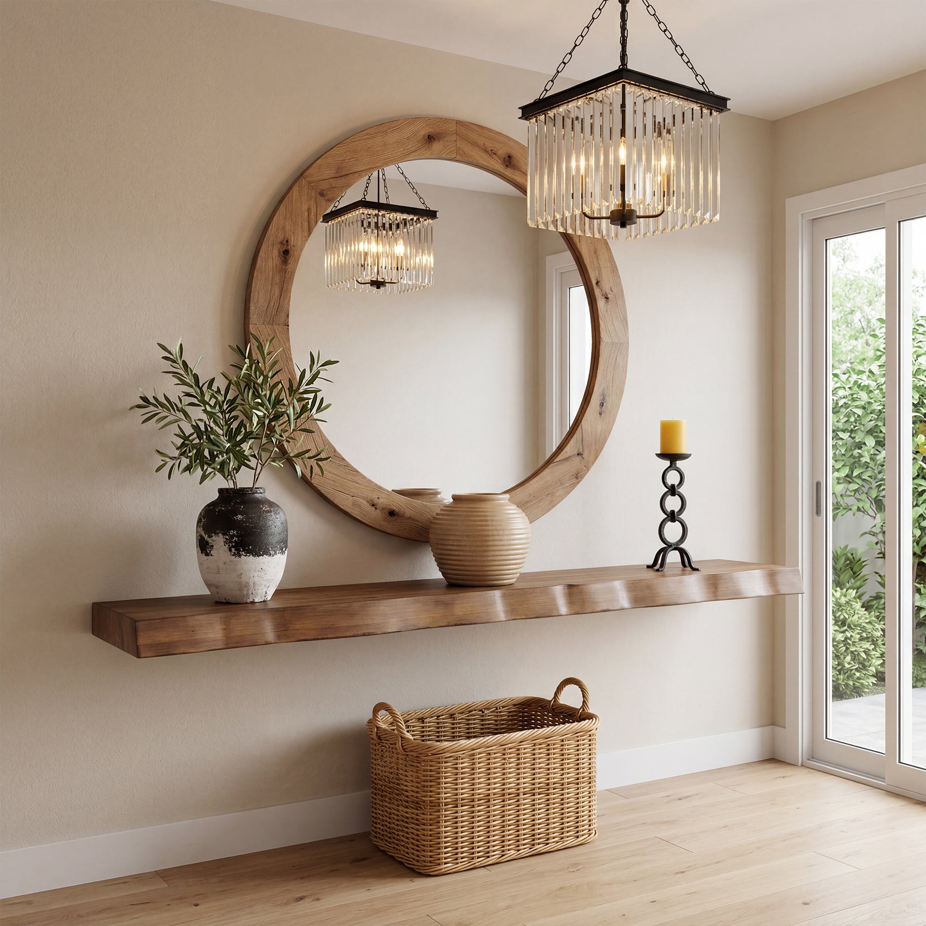 63" Solid Wood Floating Mantel Shelf with Live Edge, Rustic Fireplace Mantel & Wall Shelf for Living Room
