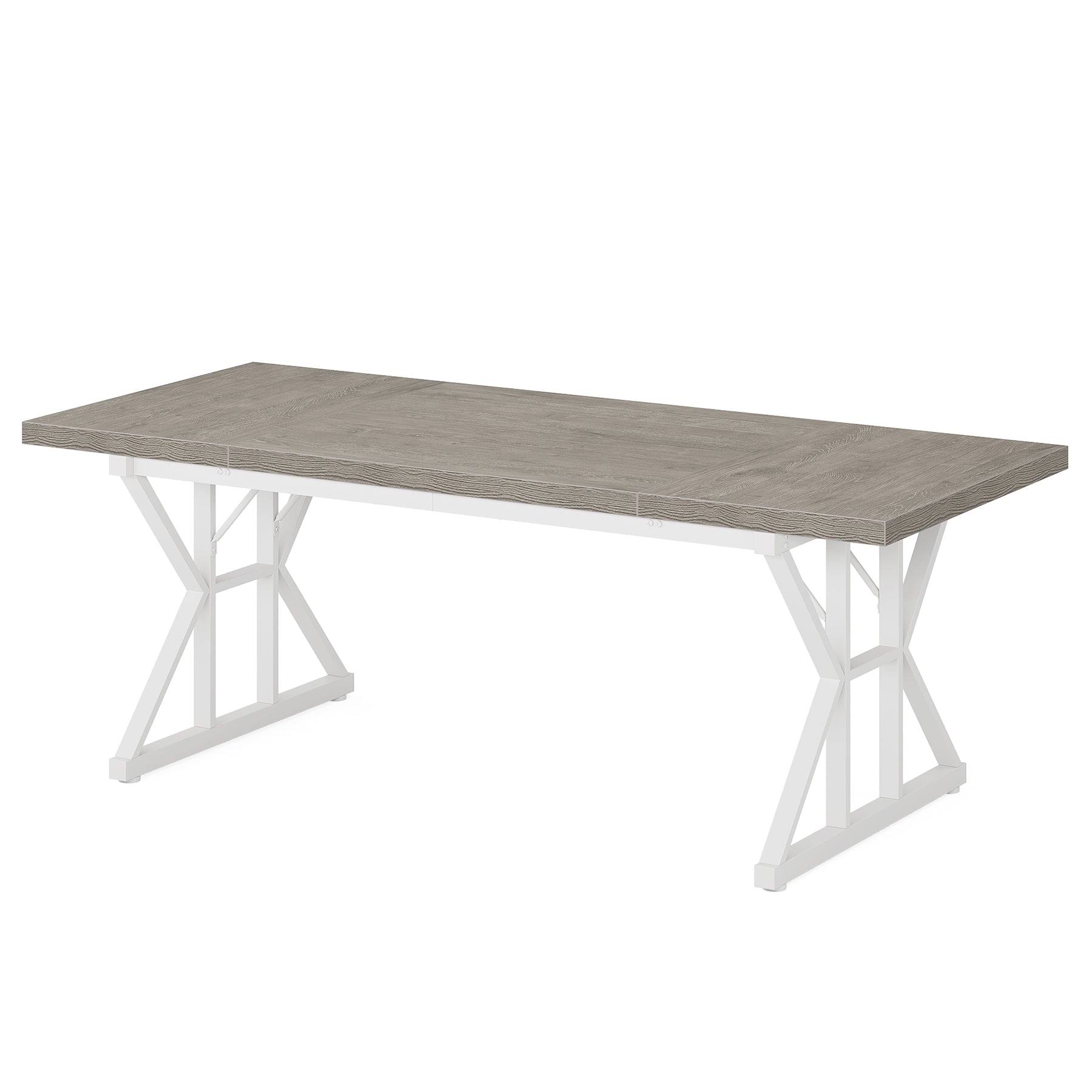70.8" Farmhouse Dining Table for 6, Rectangular Wood Kitchen Table with Metal Legs