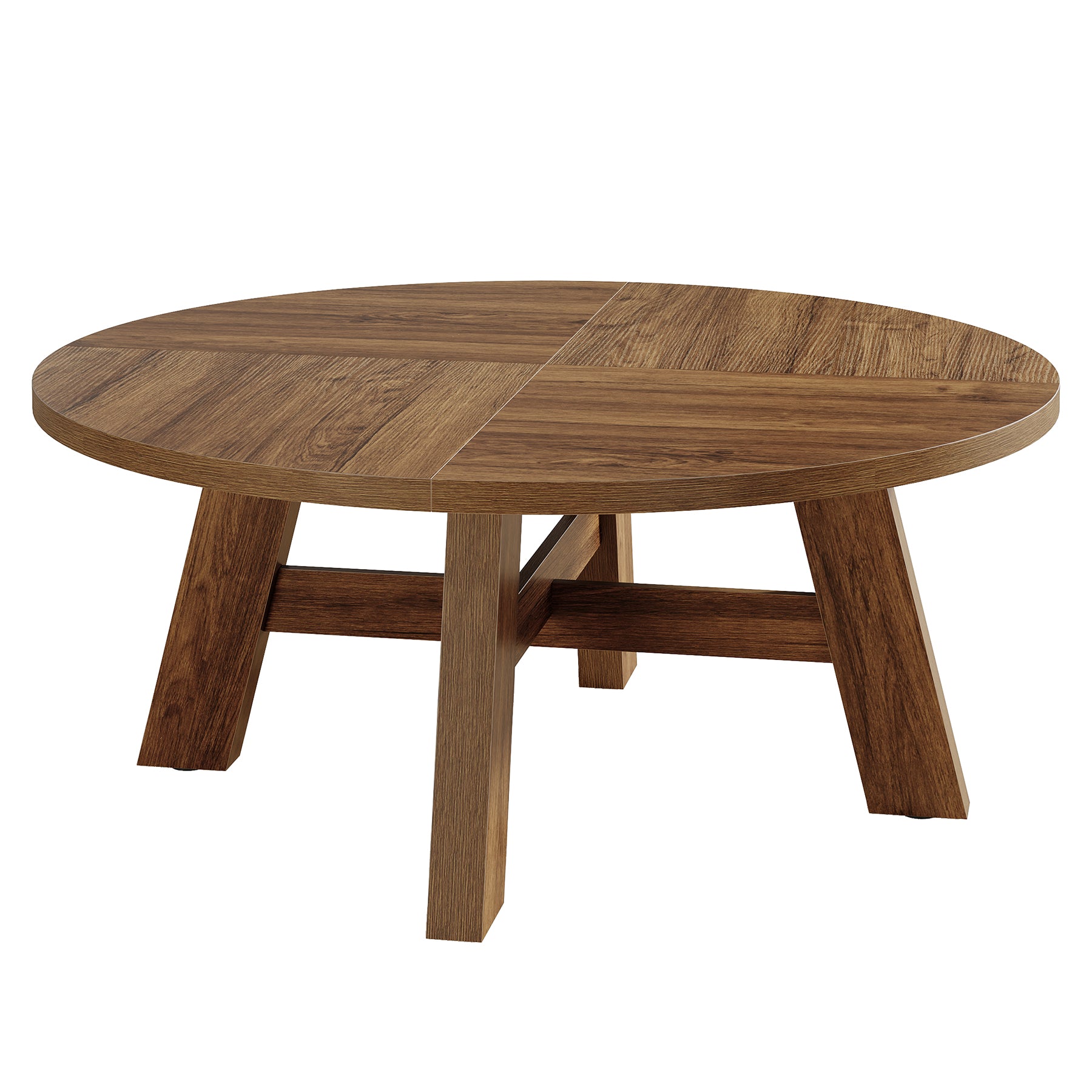 Round Coffee Table, 39" Circle Center Table with Reinforced Cross Brace