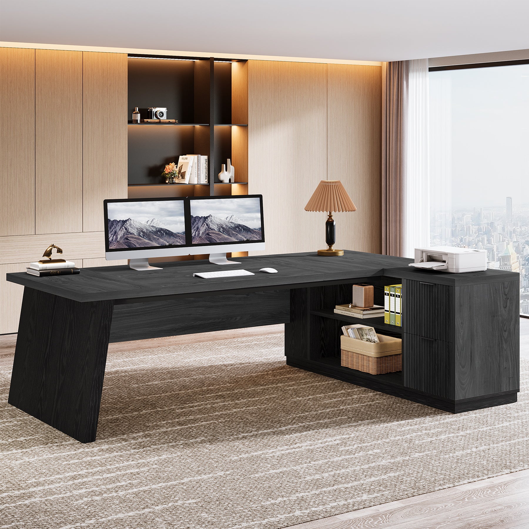 78" L Shaped Executive Desk, Corner Computer Desk Home Office Desk