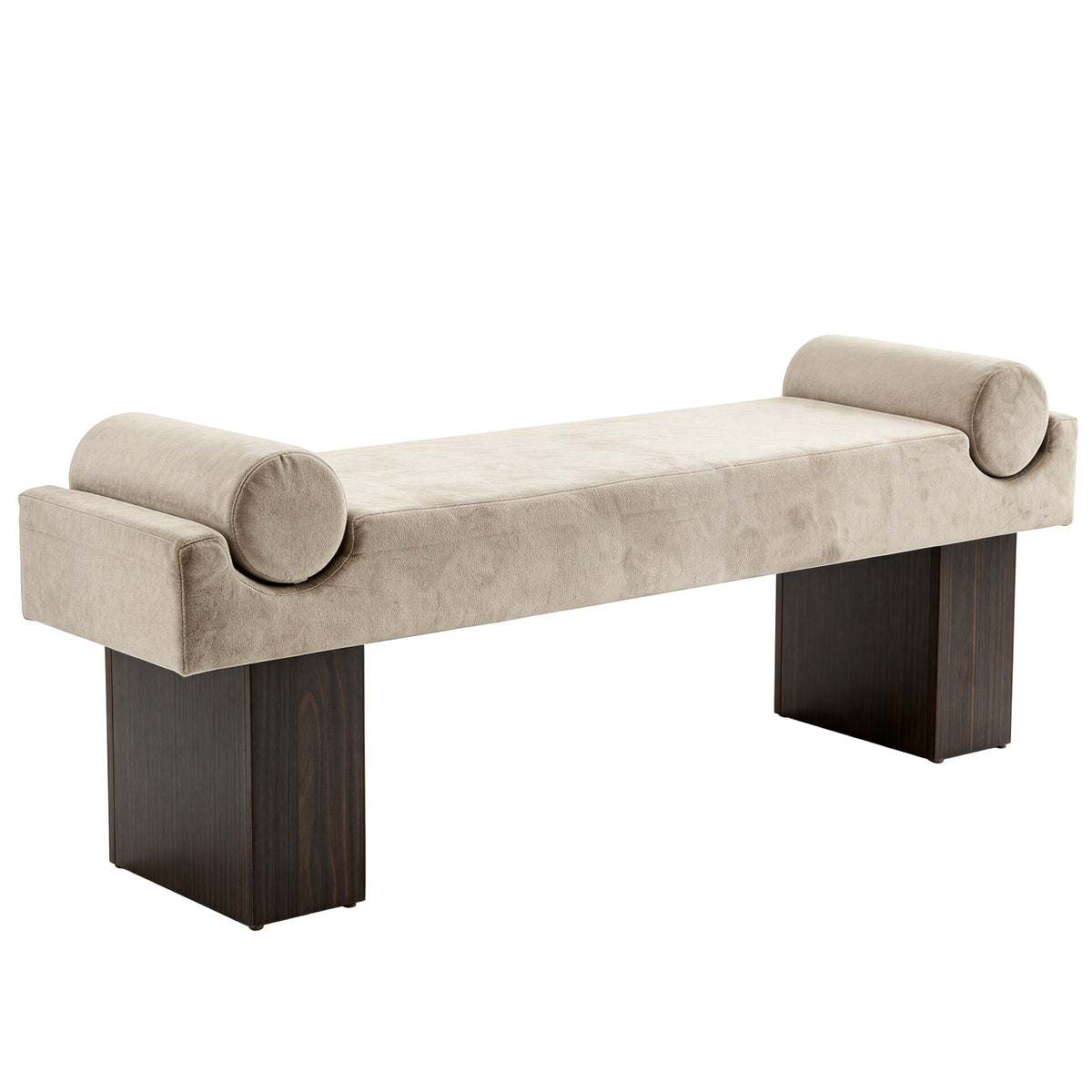 55.3" Upholstered Dining Bench, Modern Kitchen Bench with Roll Arms