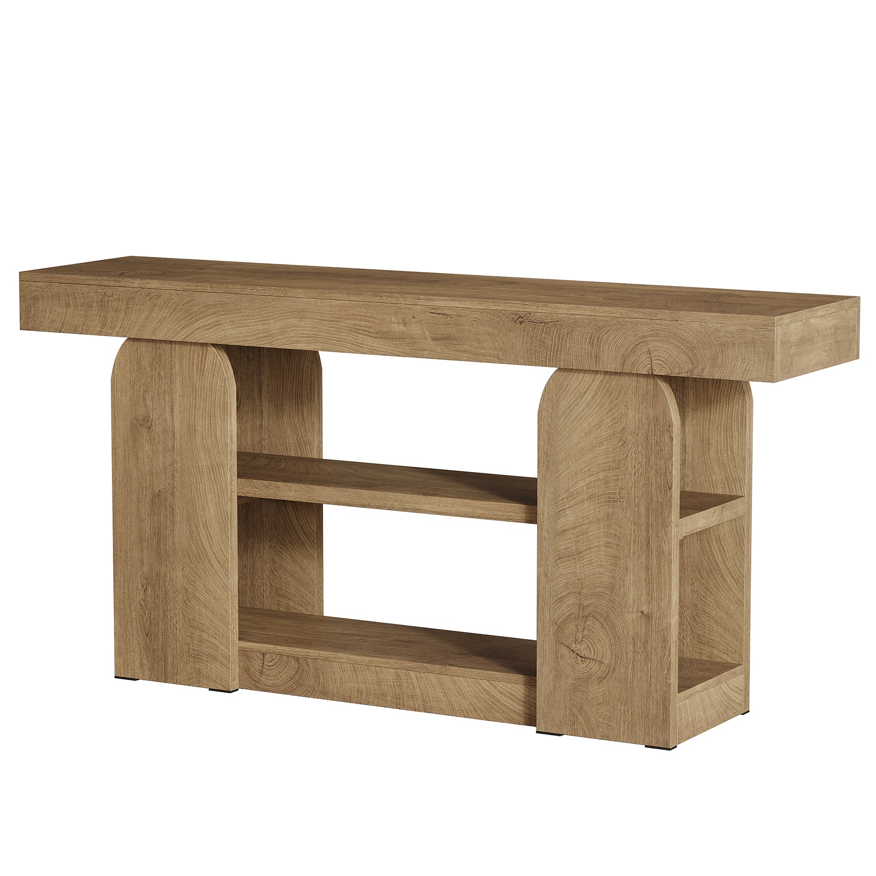 63" Farmhouse Console Table with Storage Shelves, 3-Tier Narrow Entryway Sofa Table for Hallway & Living Room