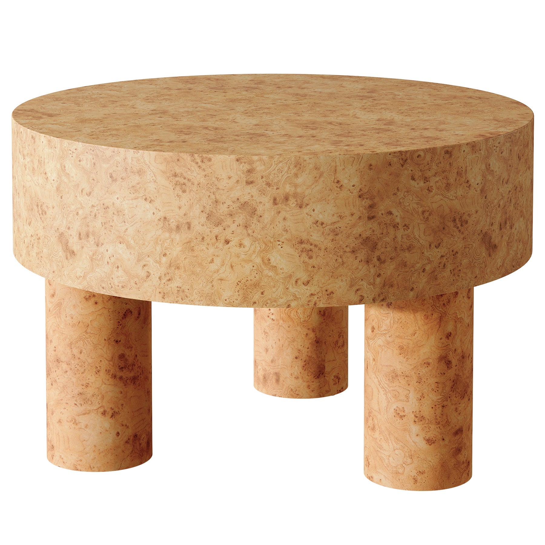 31.5" Round Coffee Table, Modern Circle Center Tea Table with Burl Texture