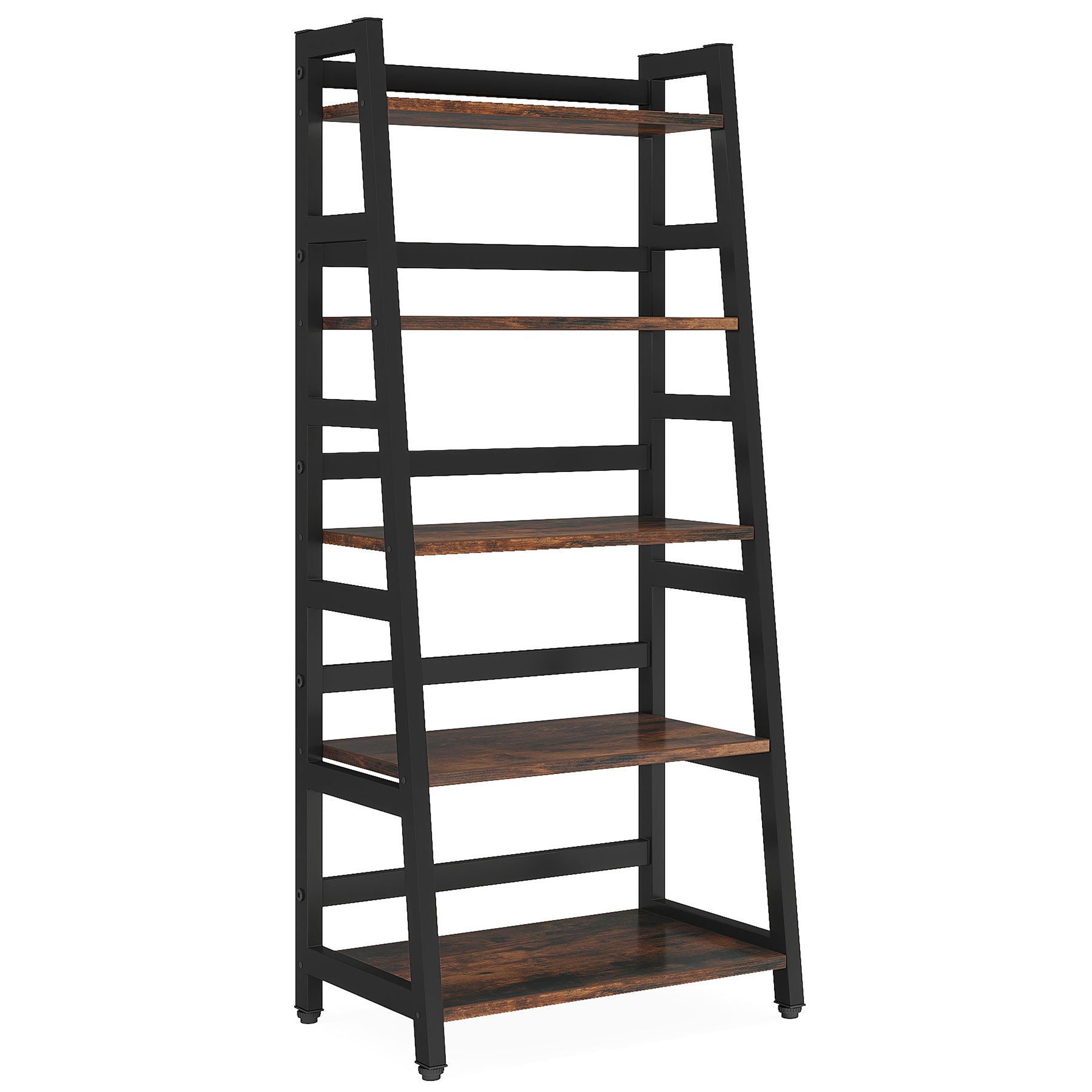 5-Tier Bookshelf, Ladder Bookcase Etagere Storage Shelf
