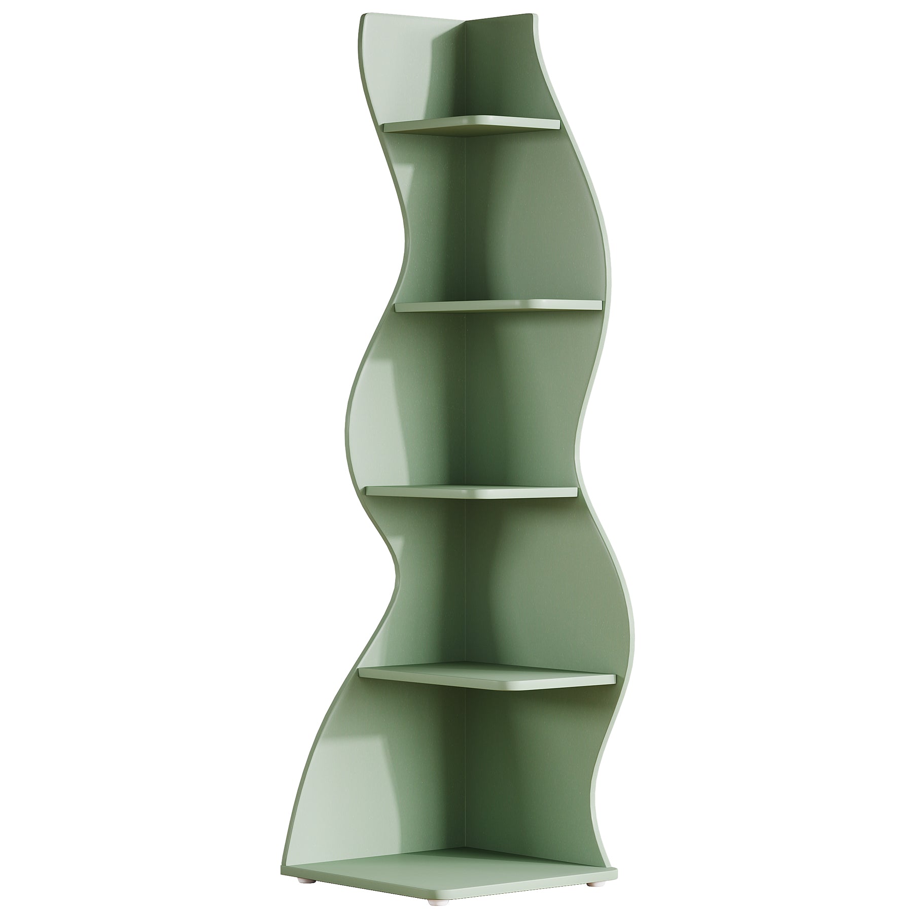 Wavy Corner Shelf, 5-Tier Bookshelf Bookcase Display Rack