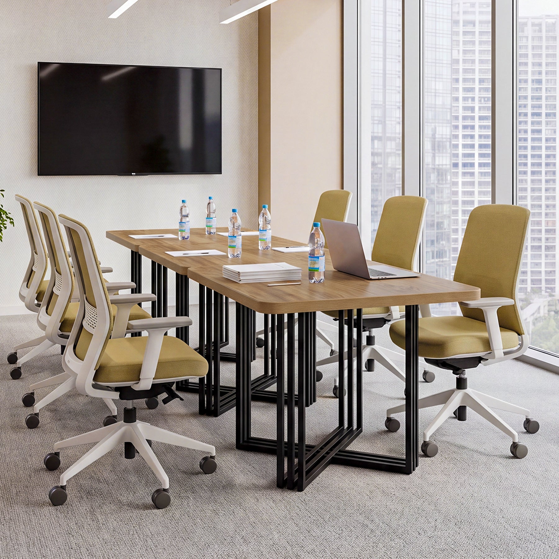39.4-Inch Conference Table for 4, Compact Modular Meeting Table for Small Offices
