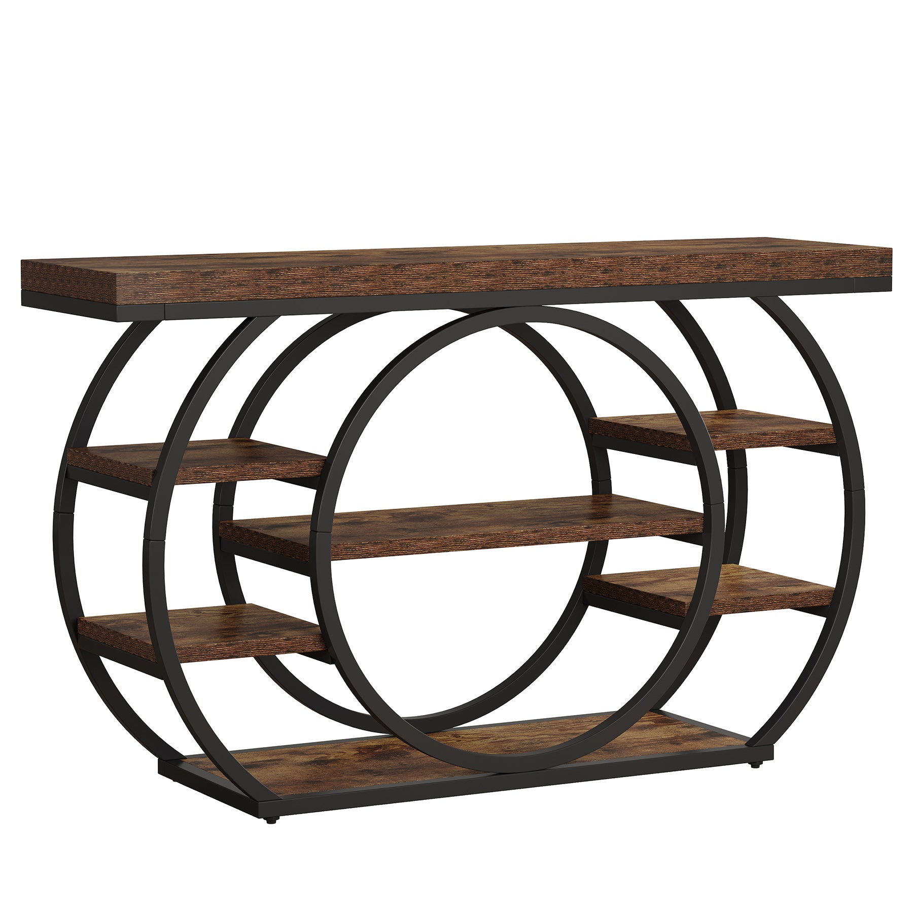 47.24" Console Table, 5 - Tier Industrial Sofa Table with Metal Frame Tribesigns
