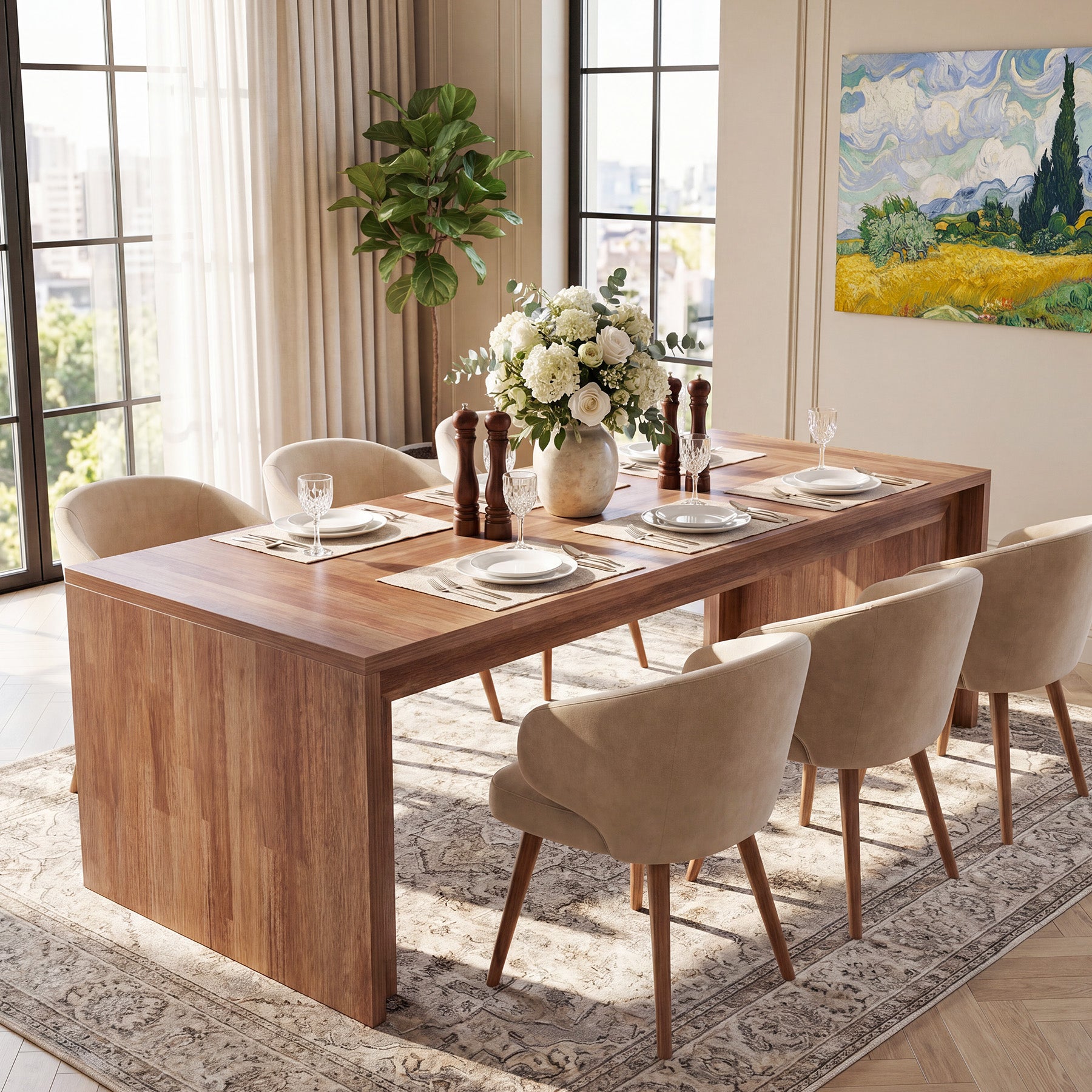 78.4" Dining Table for 6-8 People, Rectangular Kitchen Table for Dining Room