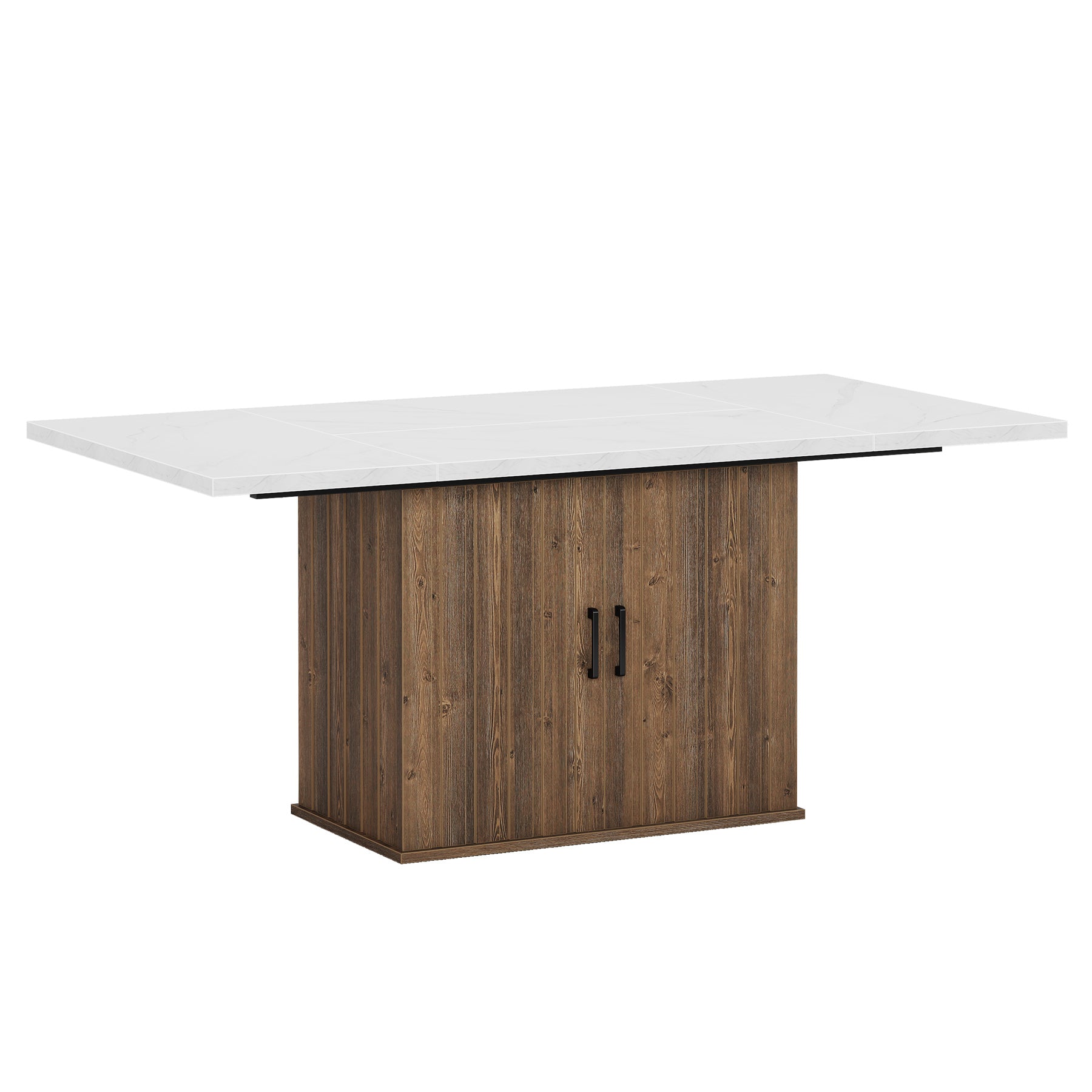 63" Dinning Table for 4-6, Rectangular Kitchen Table with Storage Cabinet