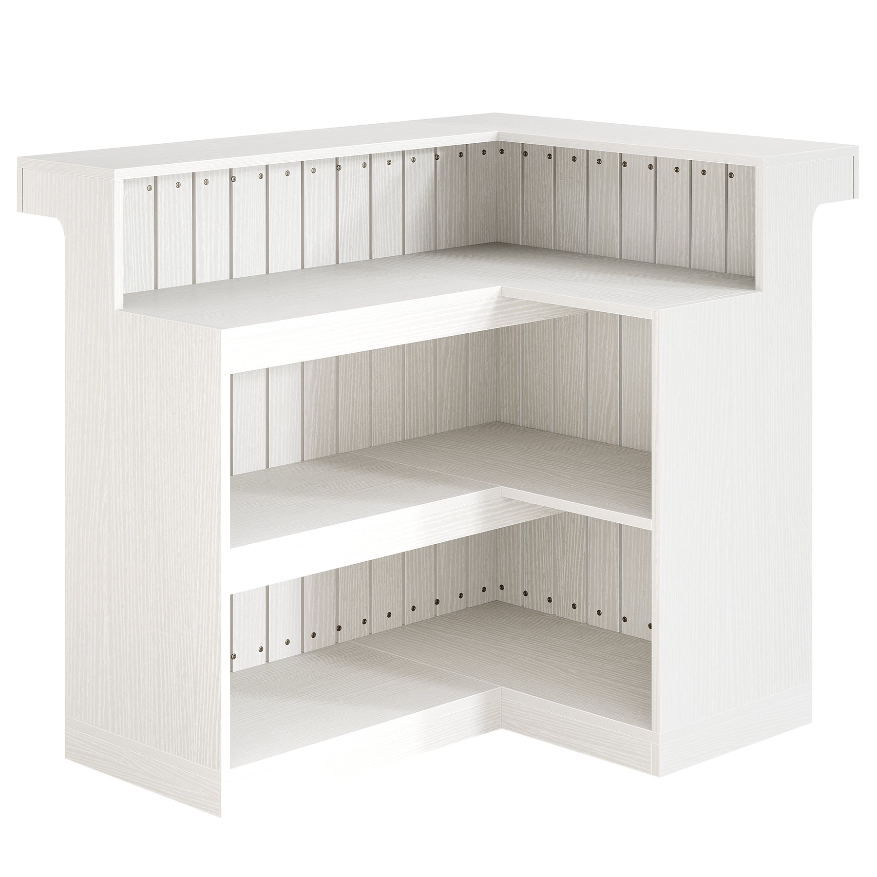 L-Shaped Bar Unit, 4-Tier Corner Liquor Bar Table with Storage Shelves