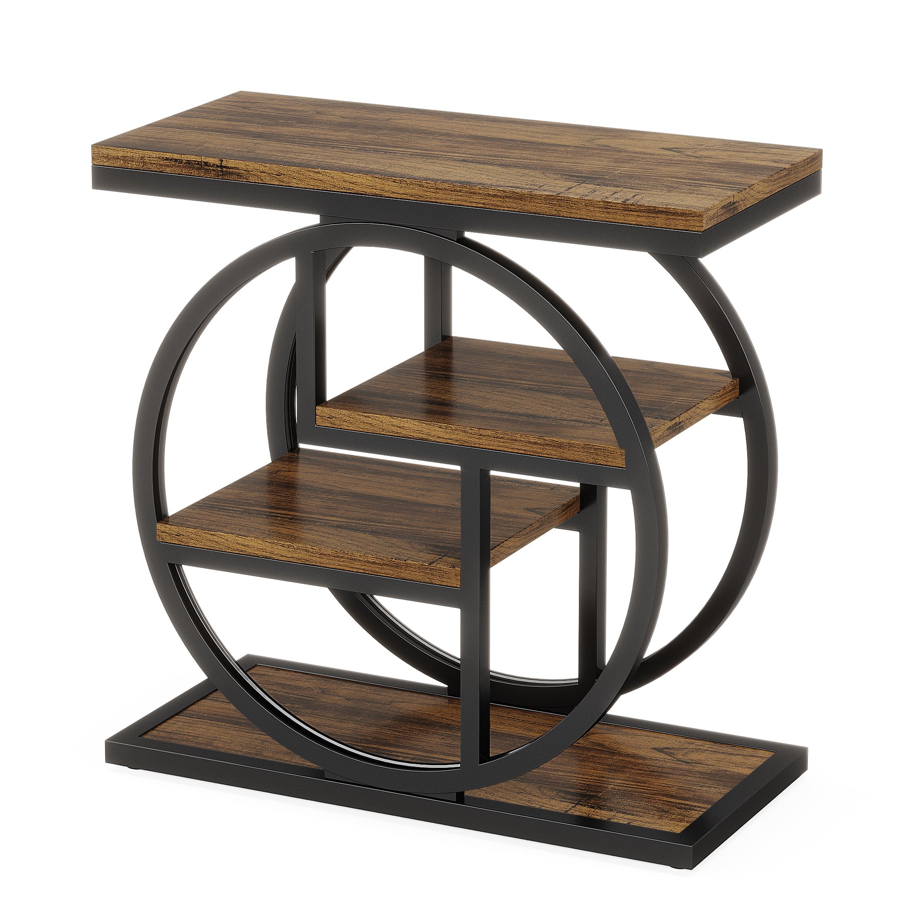 Wood End Table, 4 - Tier Side Table with Storage Shelves Tribesigns