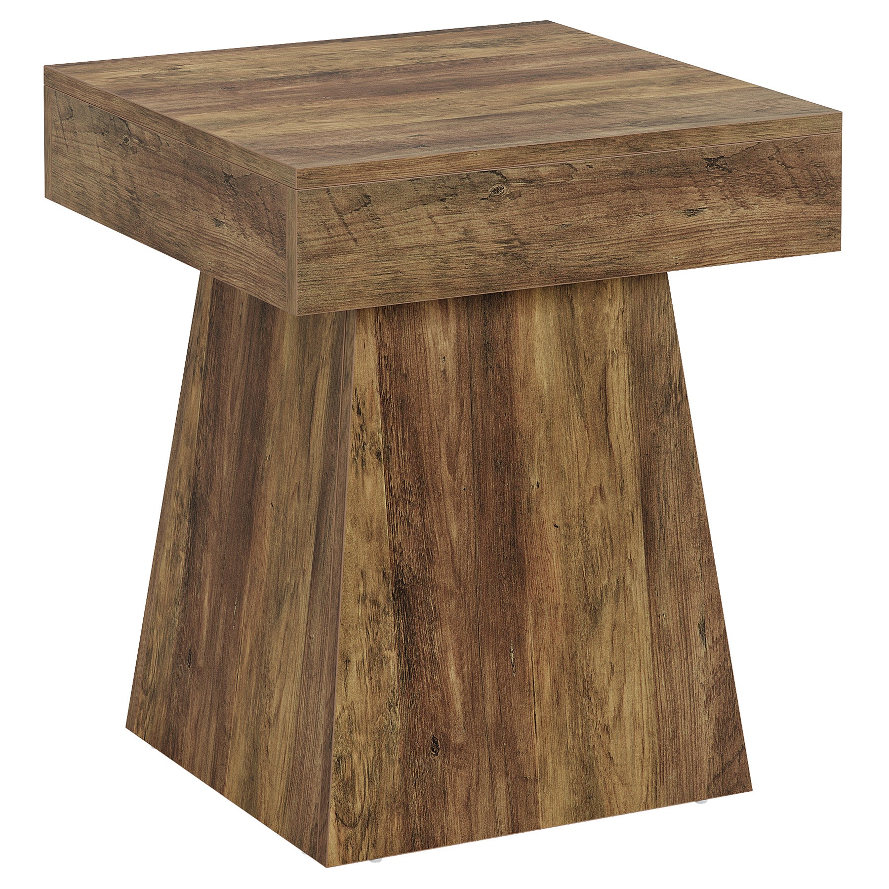 19.6" End Table, Square Side Table Small Nightstand with Wide Base Tribesigns