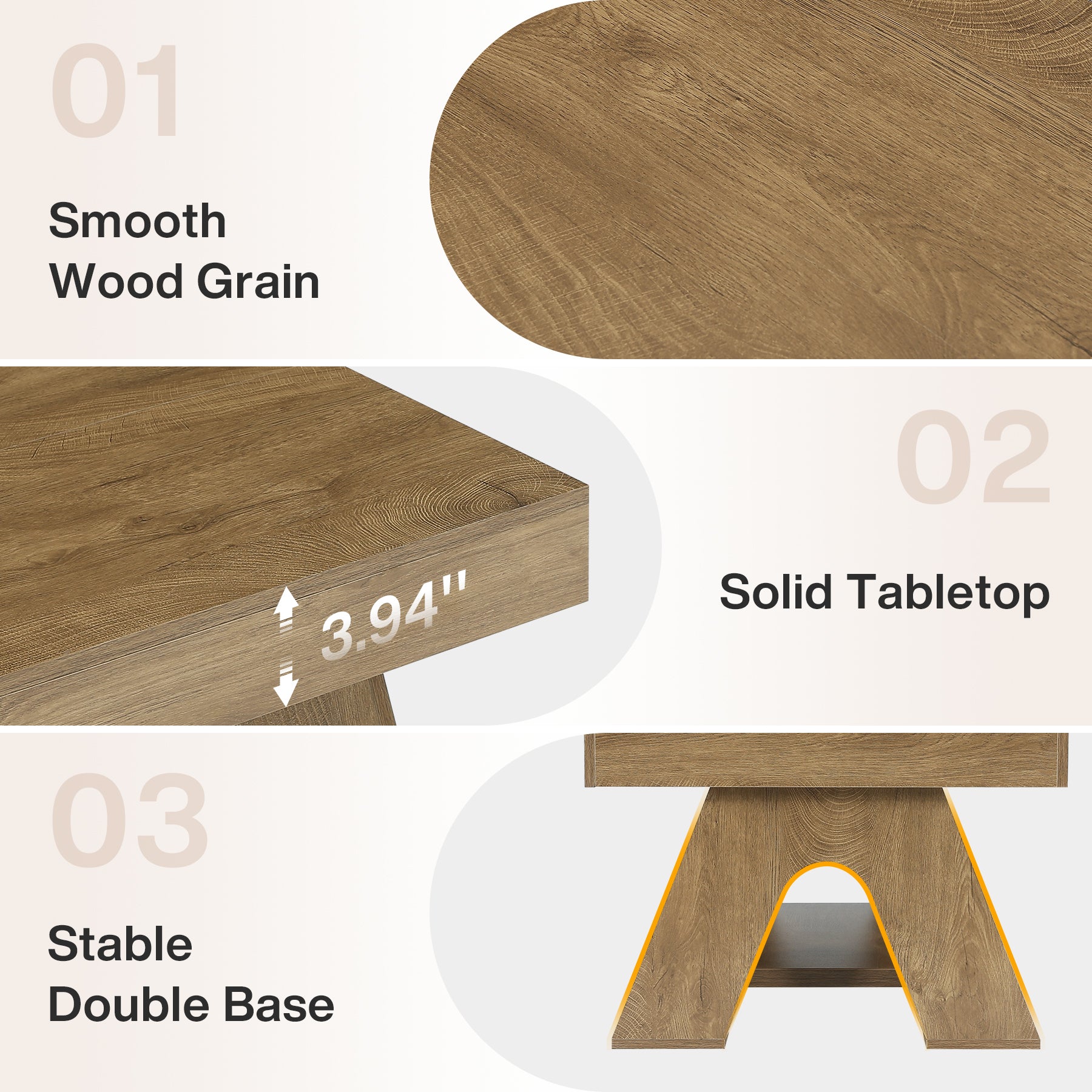 Tribesigns 55.1-Inch Farmhouse Coffee Table with Storage Shelf, Large Rectangle Center Table for Living Room