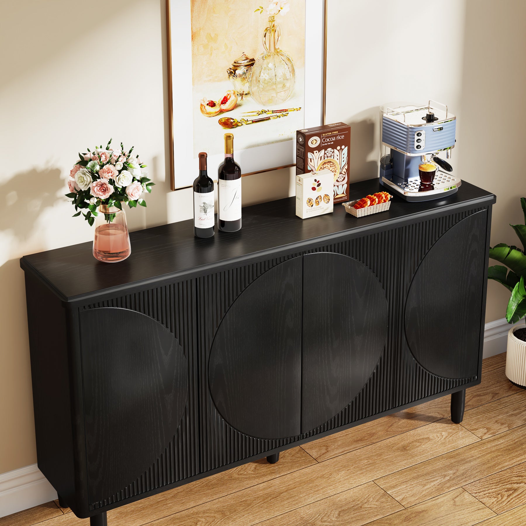 59.4" Sideboard Buffet, Modern Credenza Storage Cabinet with Doors for Kitchen