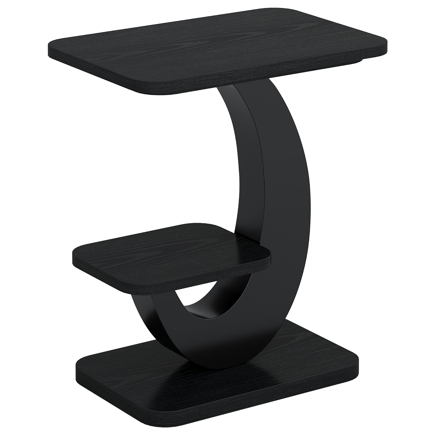 2-Tier End Table, Narrow Side Table with Metal Arc-Shaped Frame