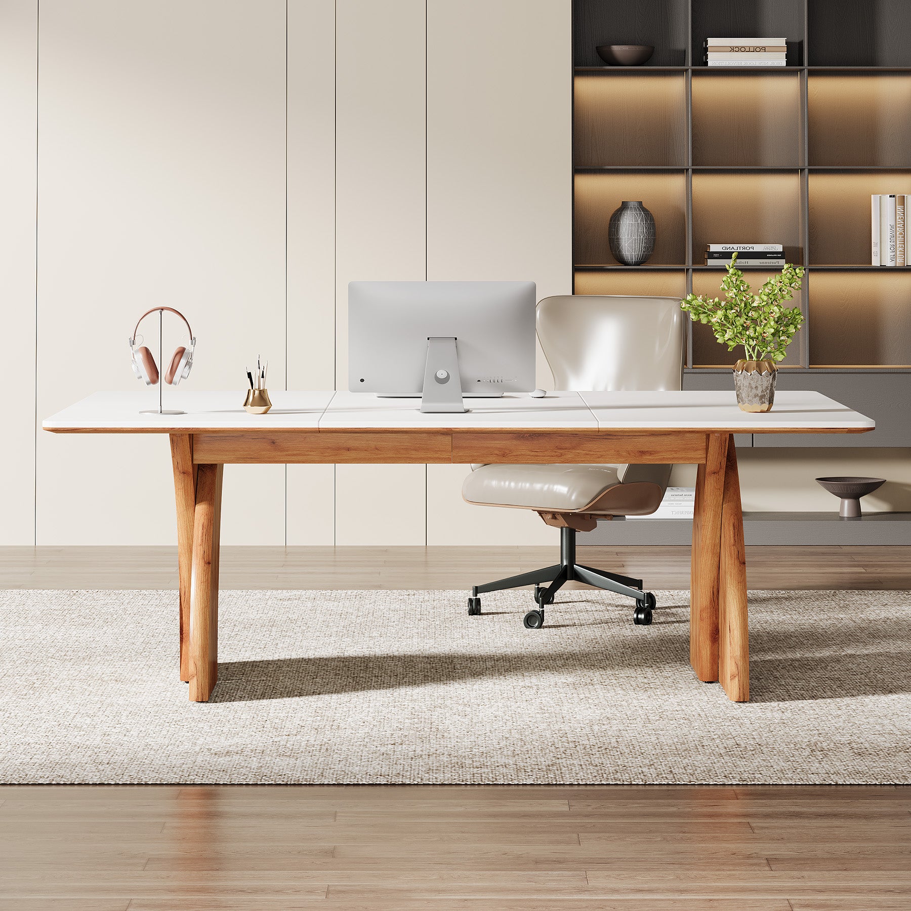 63" Executive Desk, Modern Computer Desk with Heavy Duty Legs