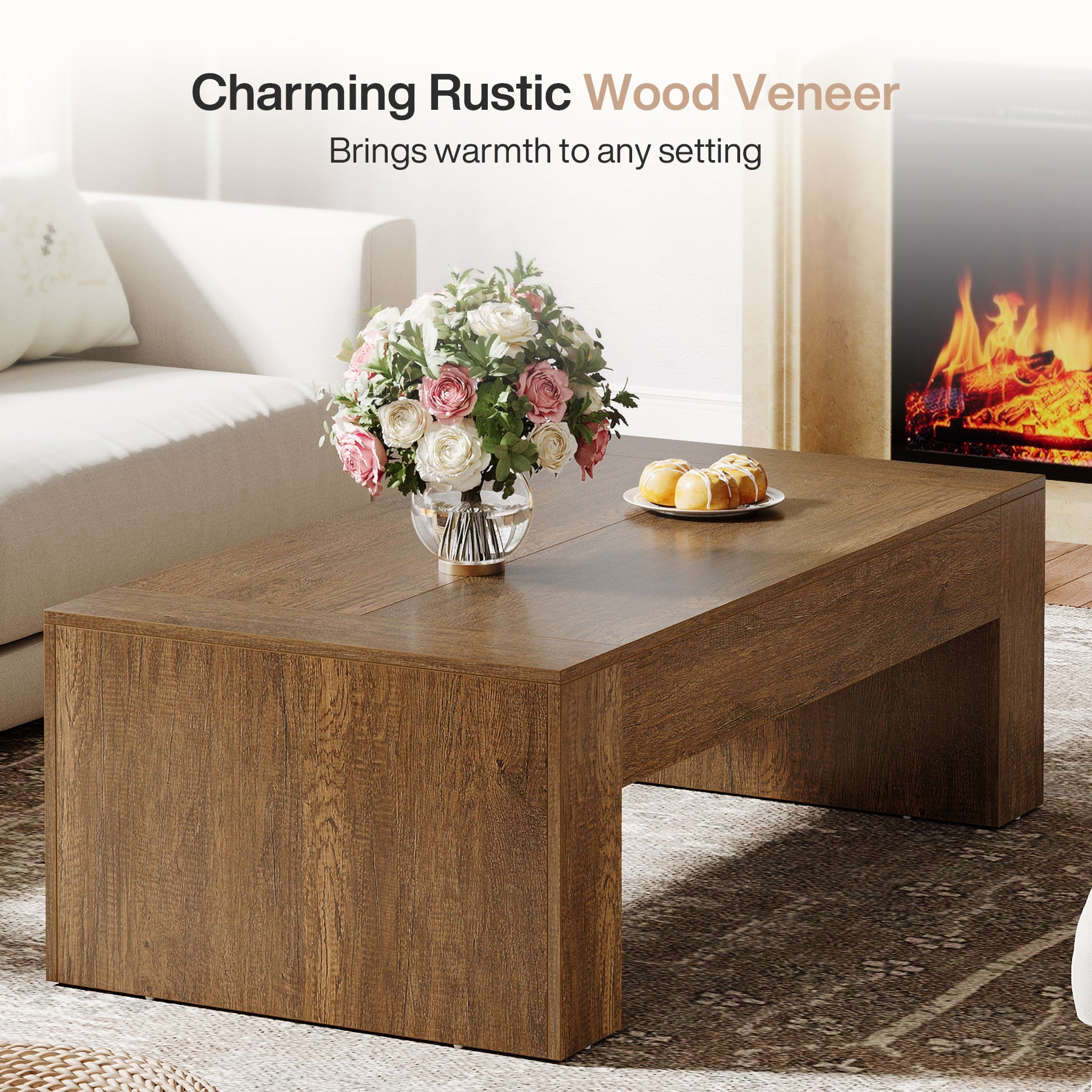 51" Coffee Table, Wood Center Table Simple Cocktail Tea Table