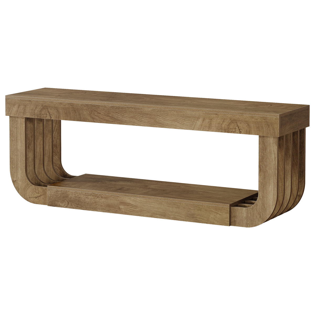 63" TV Stand, Modern Entertainment Center Media Console with Curved Open Storage