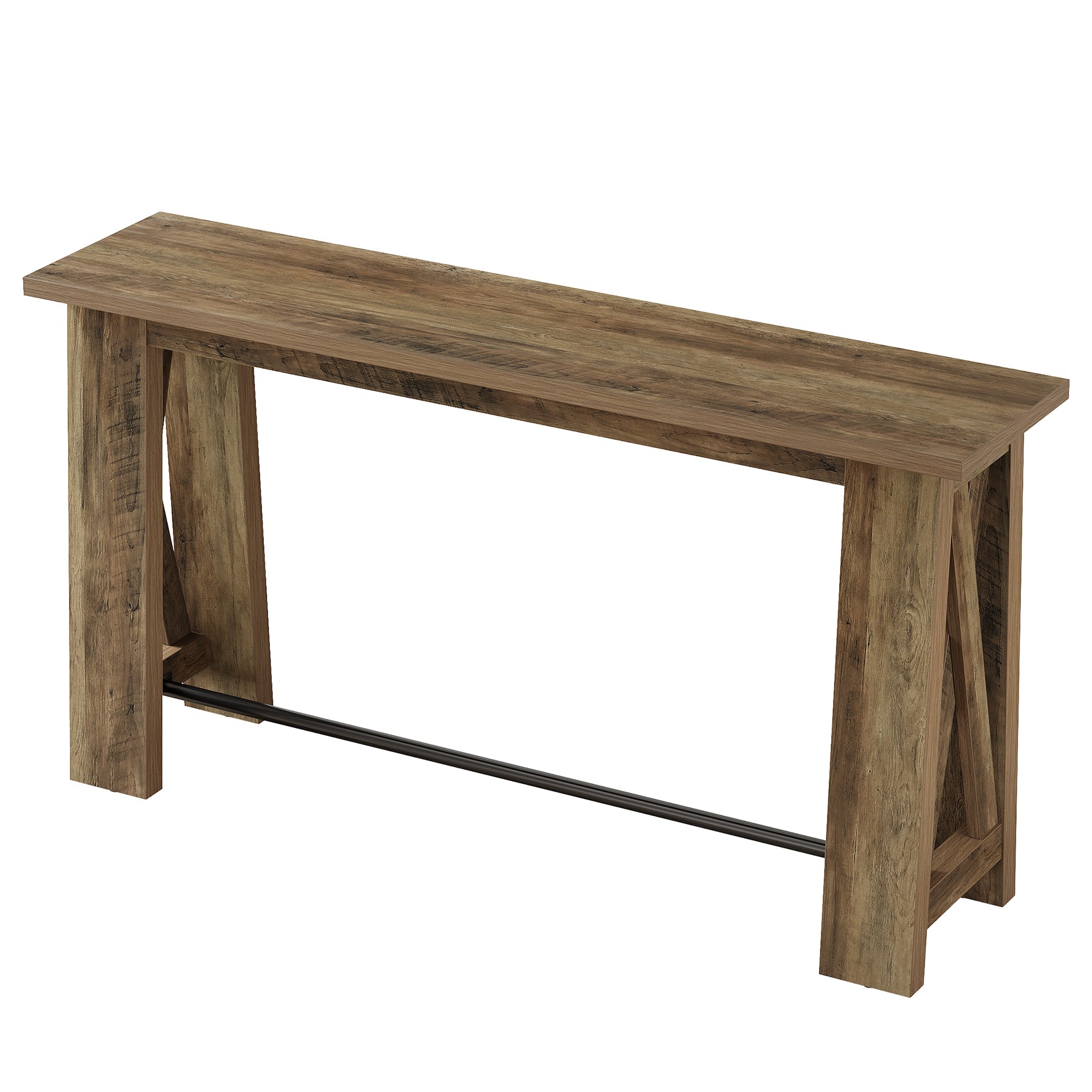 63" Bar Table, Rectangular Counter Height Pub Table with X-Frame Legs