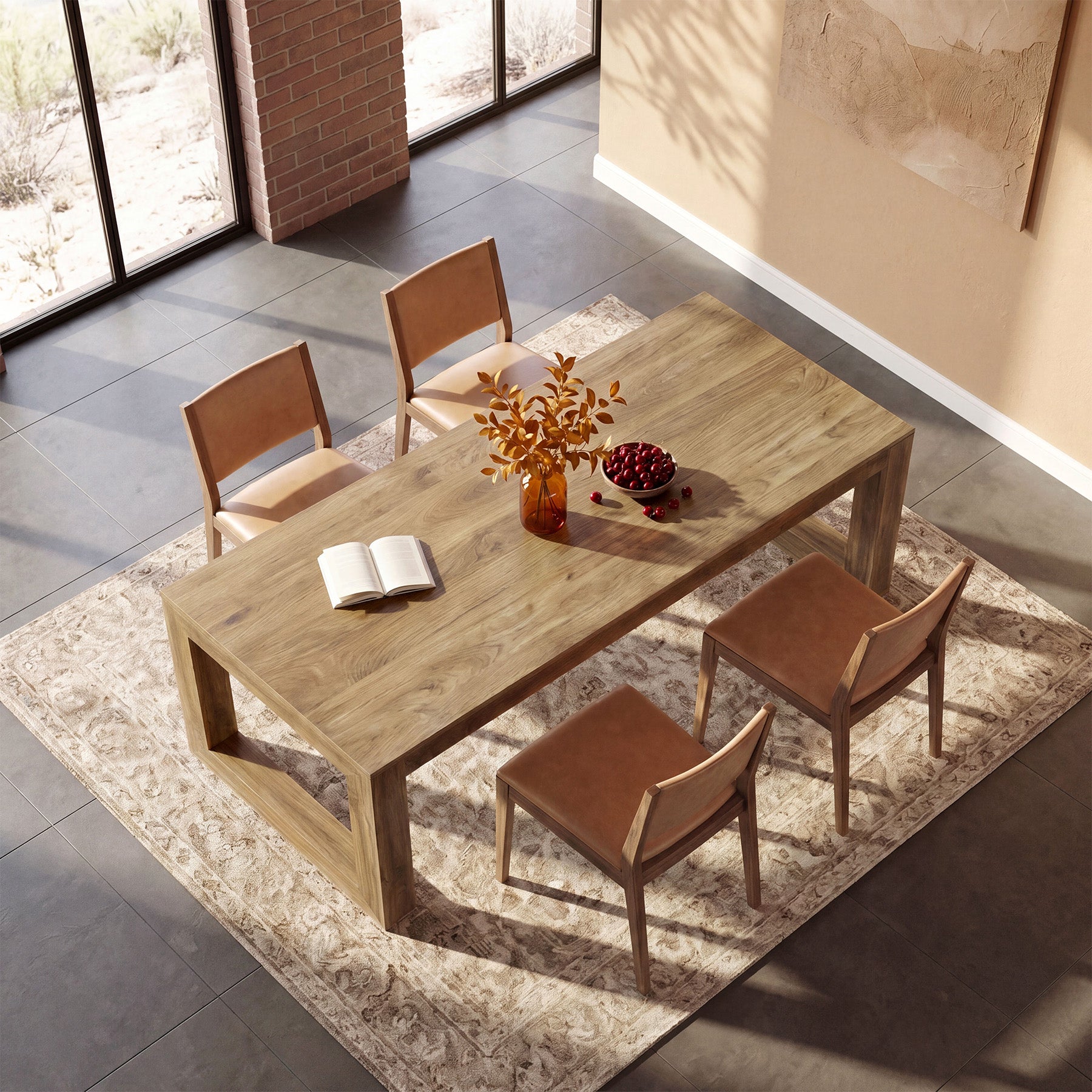 78.7" Dining Table, Rectangular Kitchen Table with Sturdy Base for 6-8 People