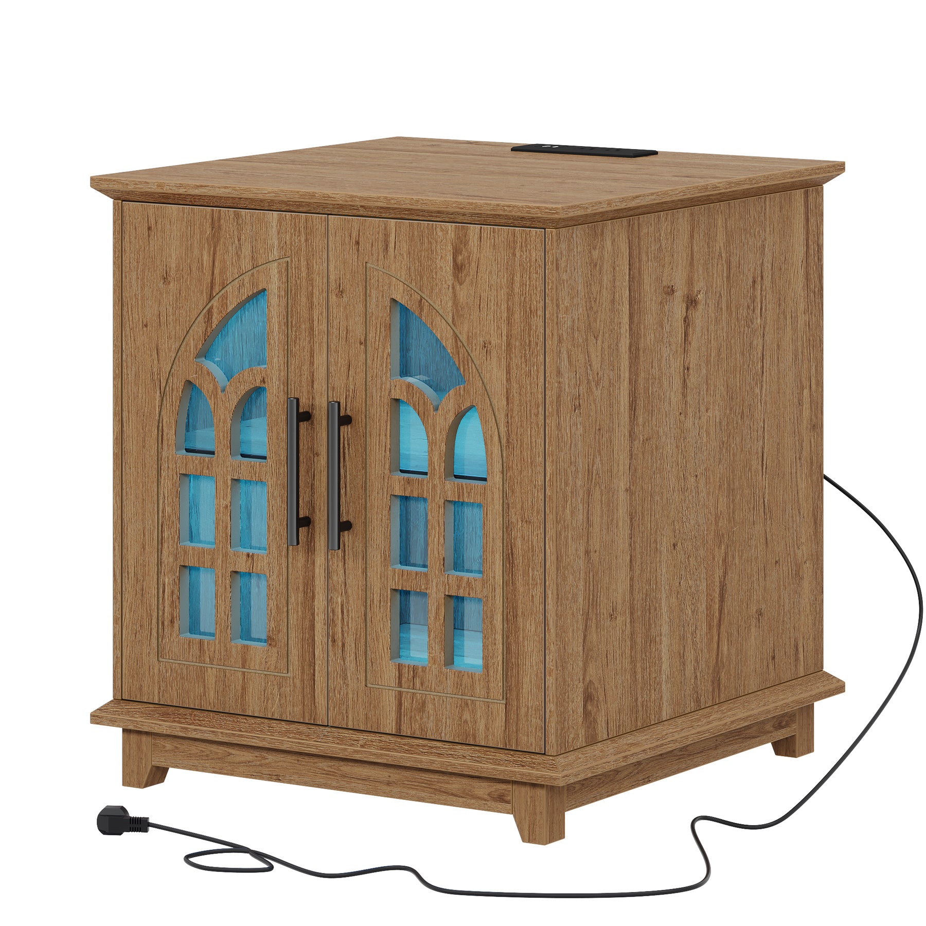 23.6" End Table Side Table Nightstand with Charging Station & LED Light Tribesigns