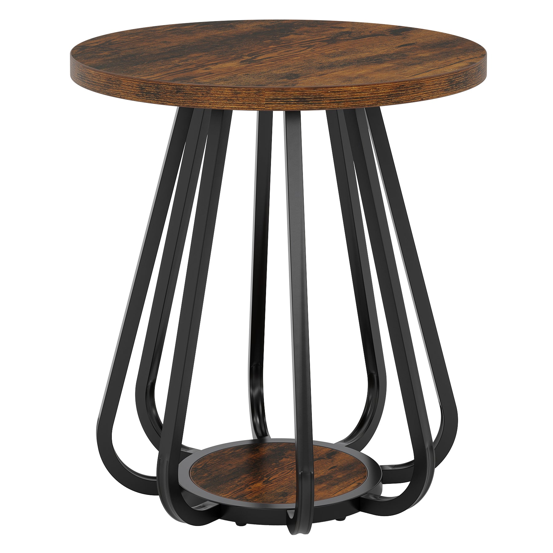 19.6" Side Table, 2-Tier Small Sofa End Table with Metal Frame for Small Spaces