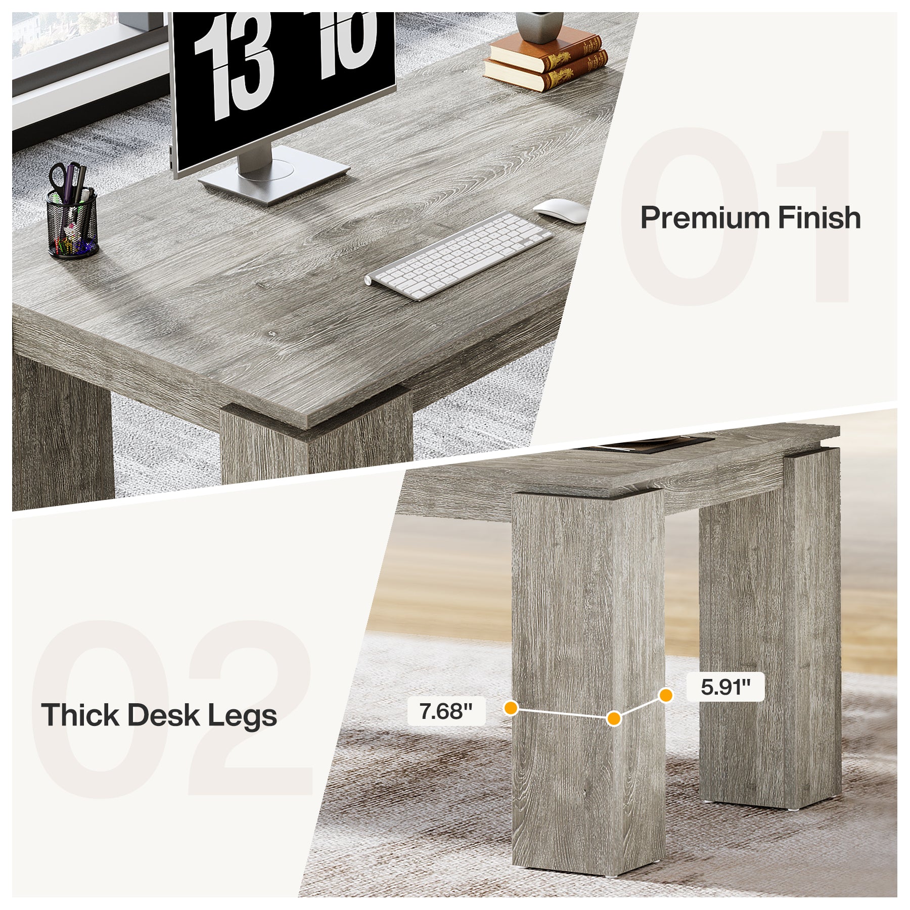 86" Two-Person Desk, Rectangle Double Computer Desk for Home Office