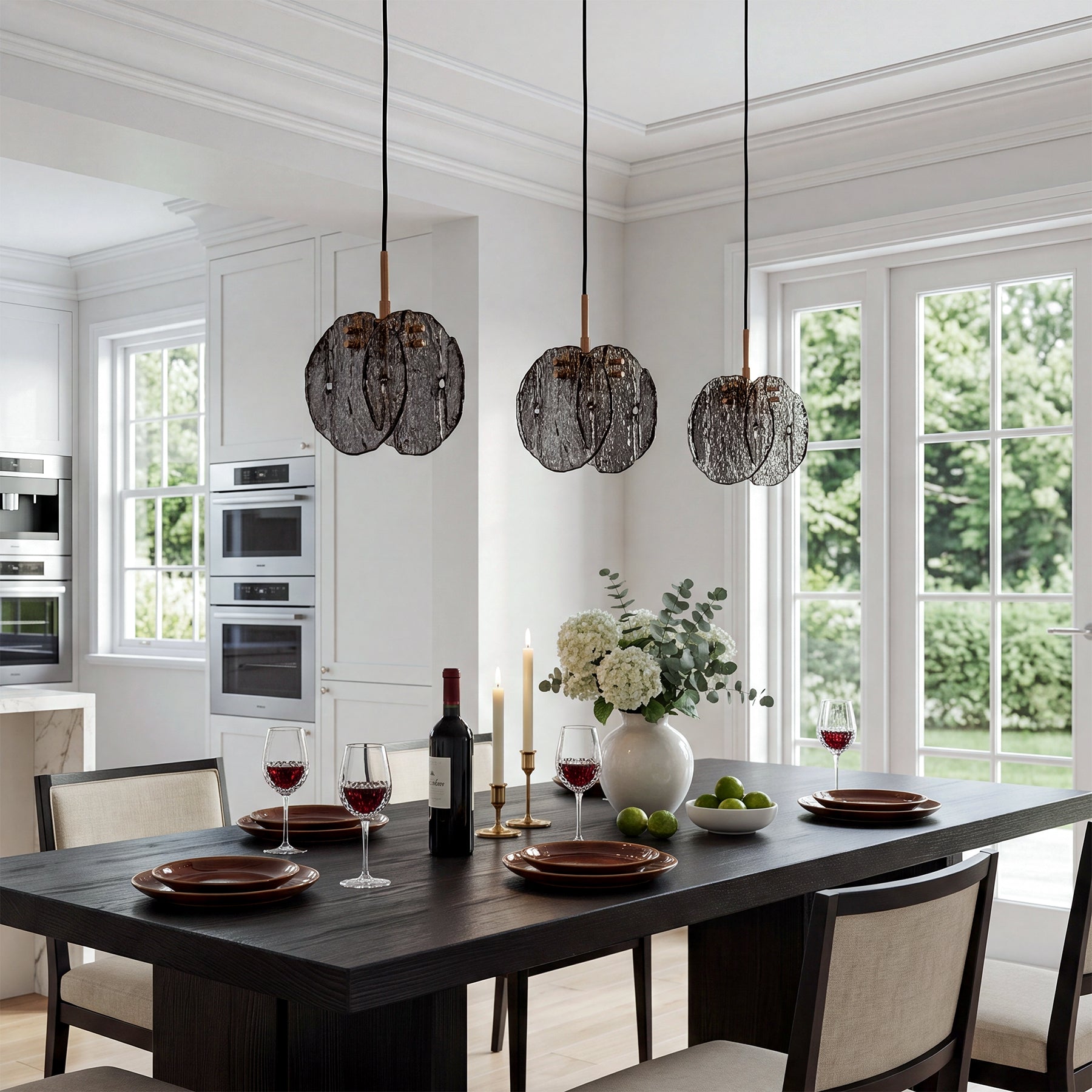 1-Light Pendant Light with Smoky Glass Shade & Adjustable Height