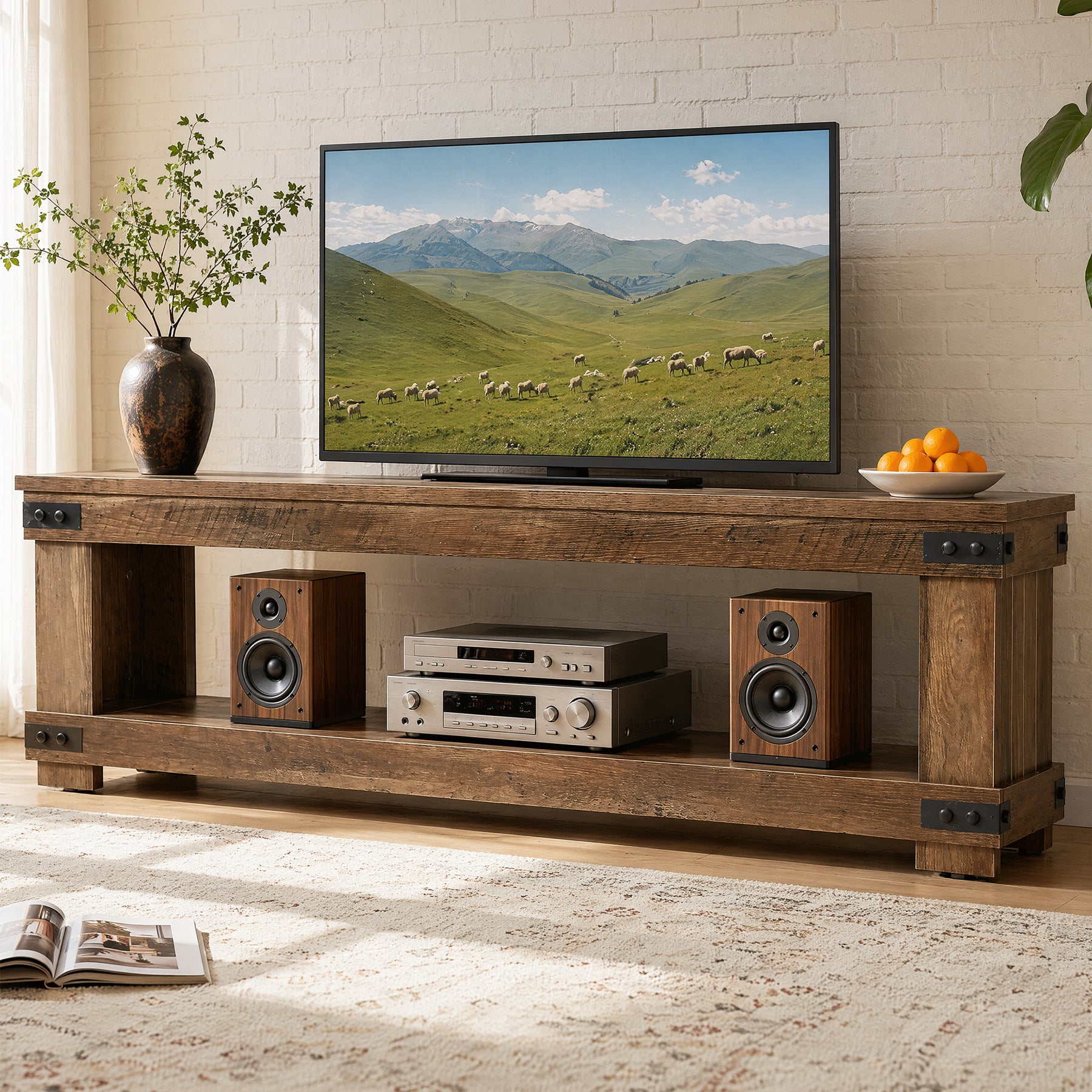 71" TV Stand for 55/65/75" TV, Entertainment Center TV Console with Storage Shelf