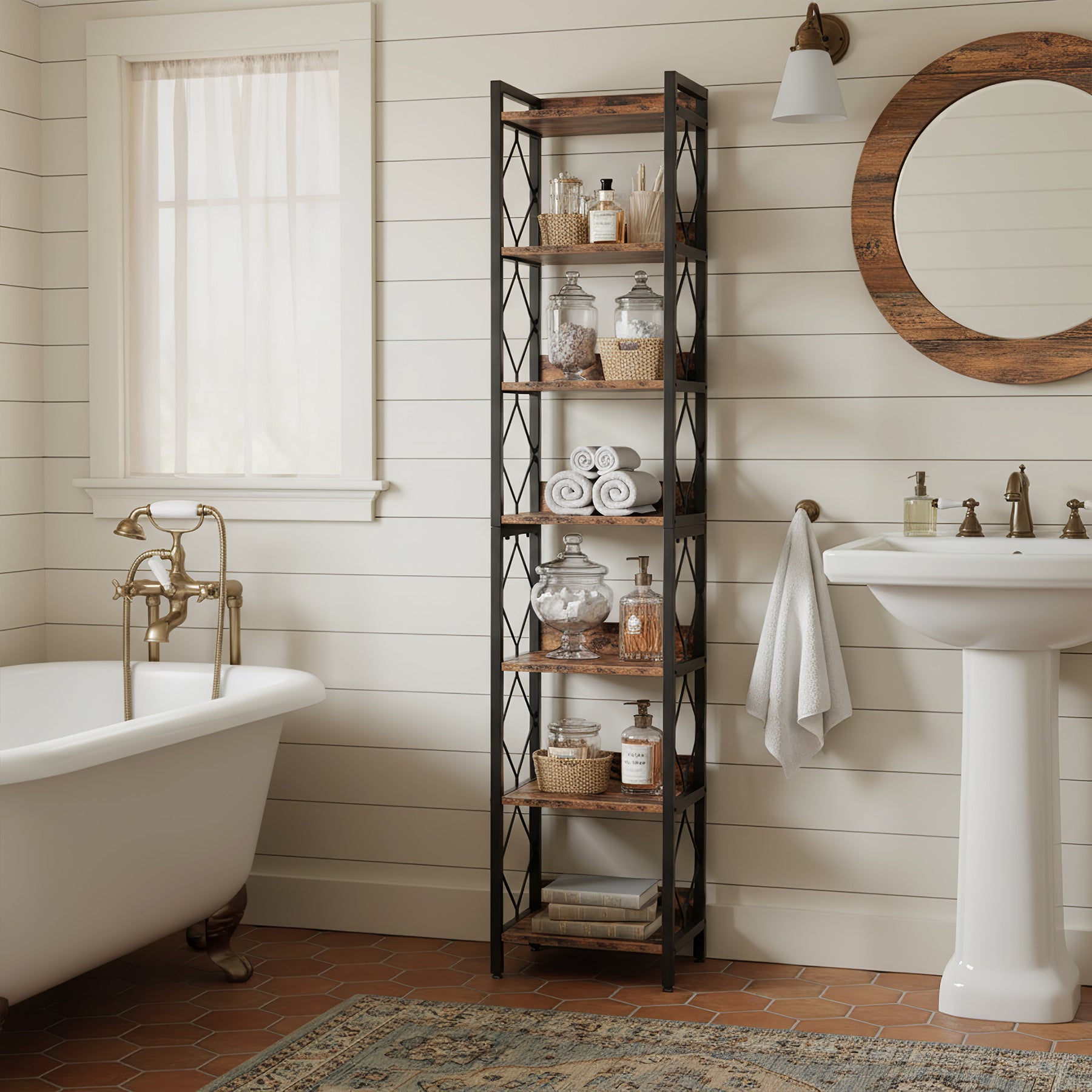 78.7” Tall Narrow Bookshelf, Slim Display Shelf for Home Office & Small Areas