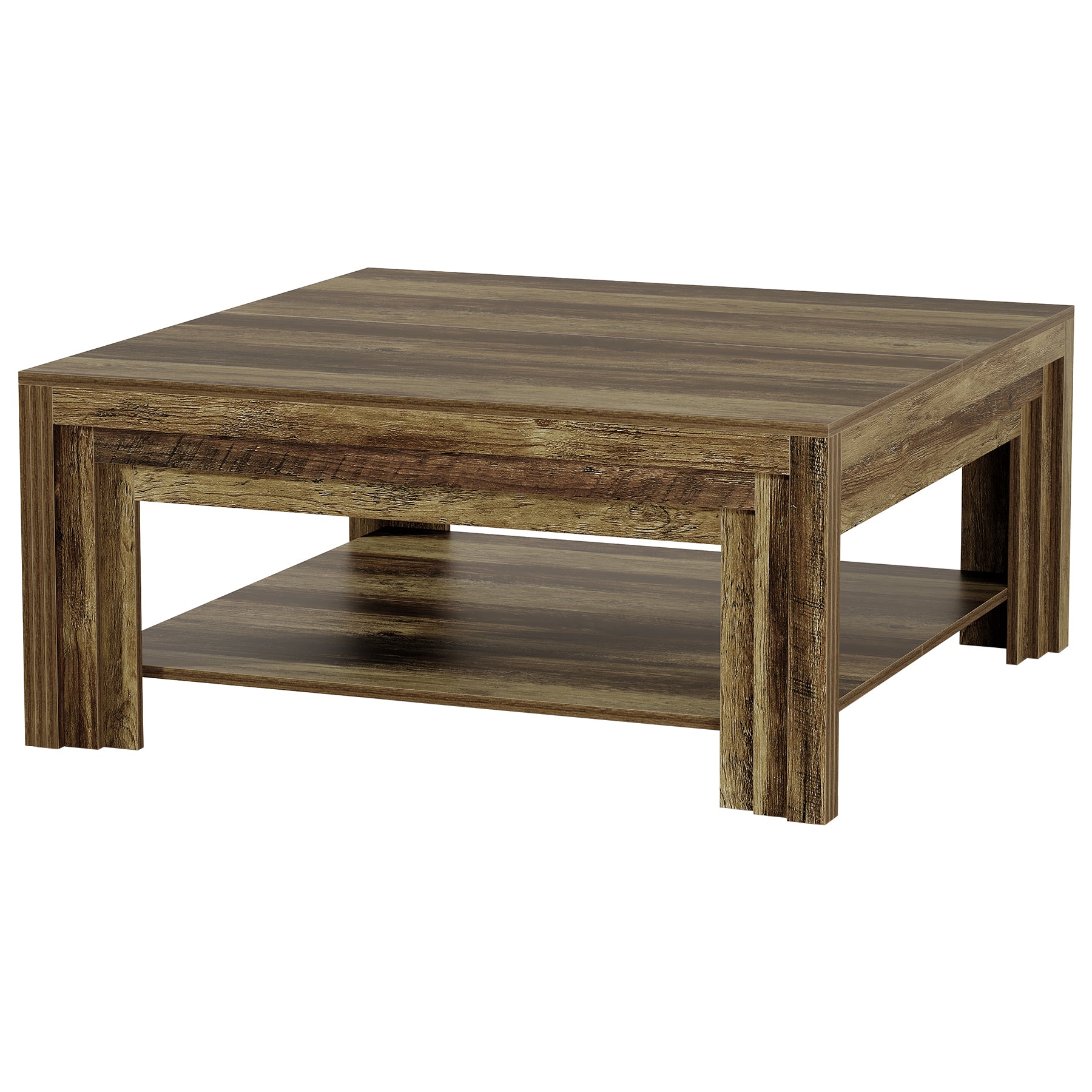 Farmhouse Square Coffee Table with Shelf